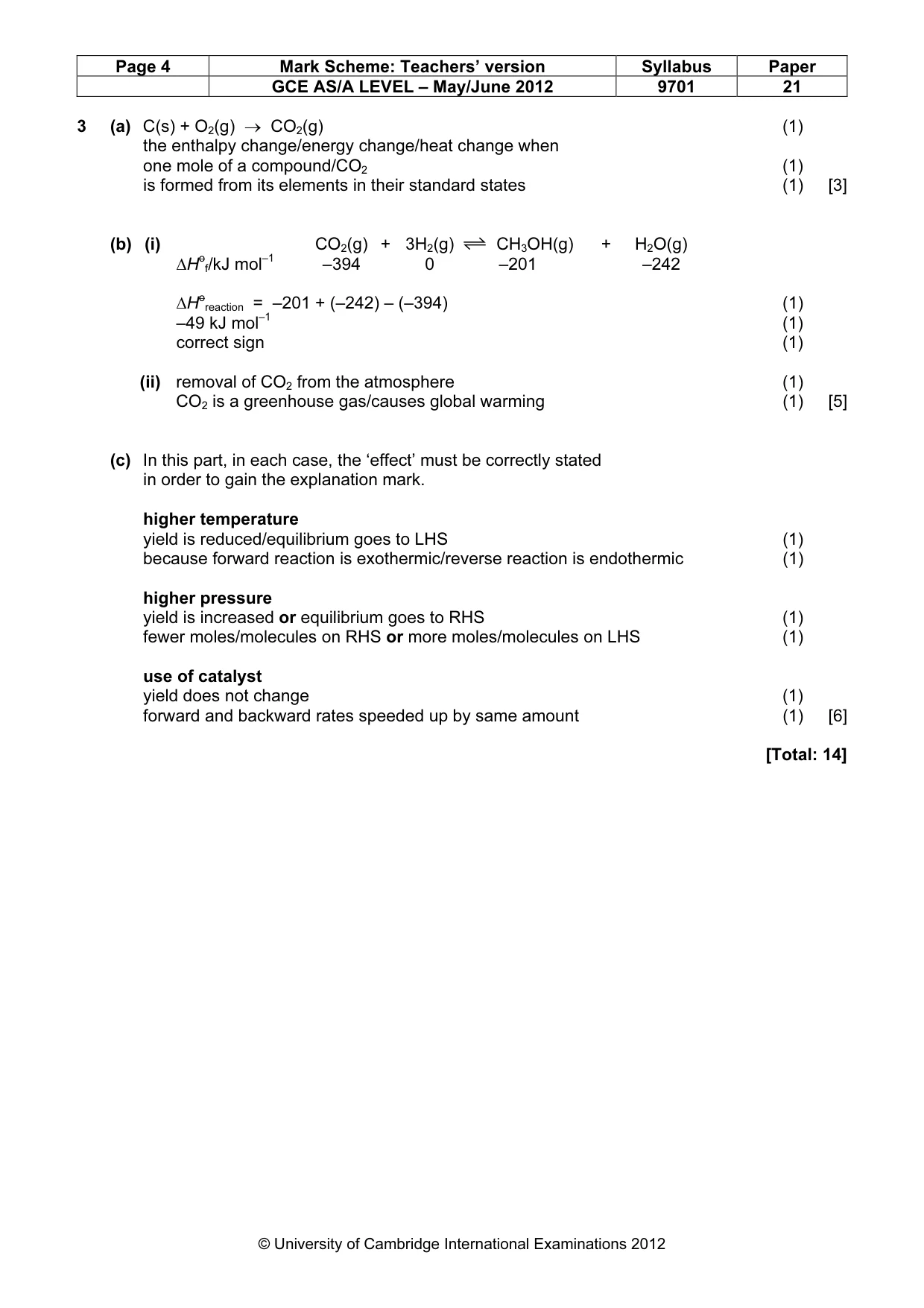 Mark scheme, page 4 of 6