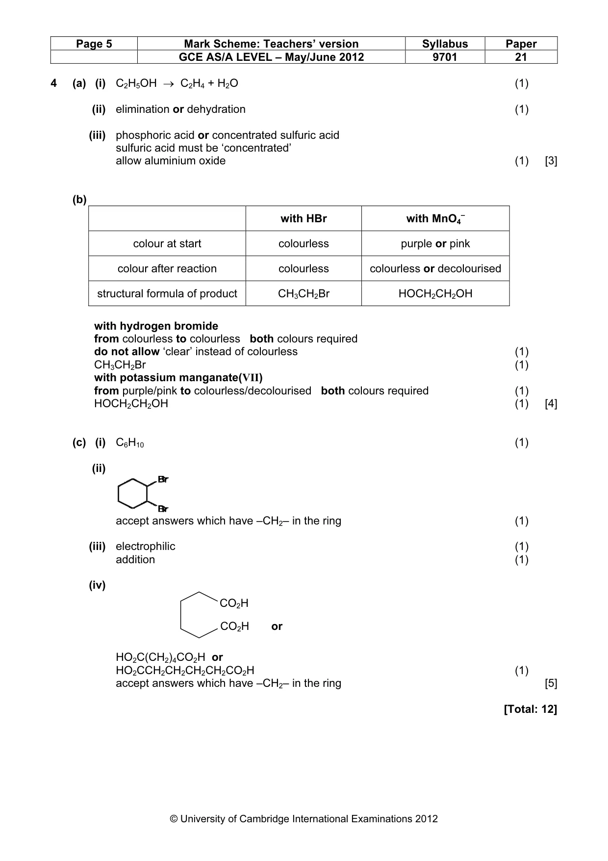 Mark scheme, page 5 of 6
