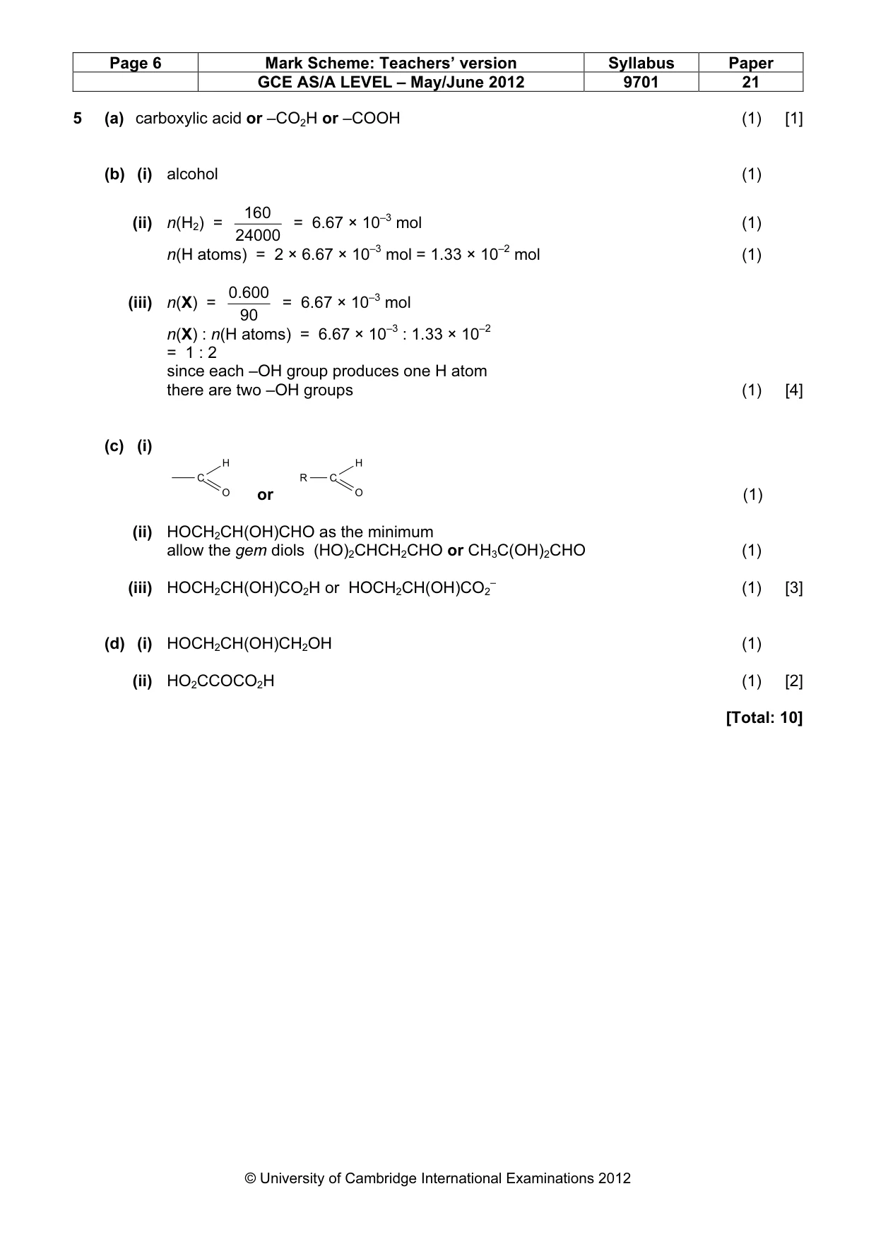 Mark scheme, page 6 of 6