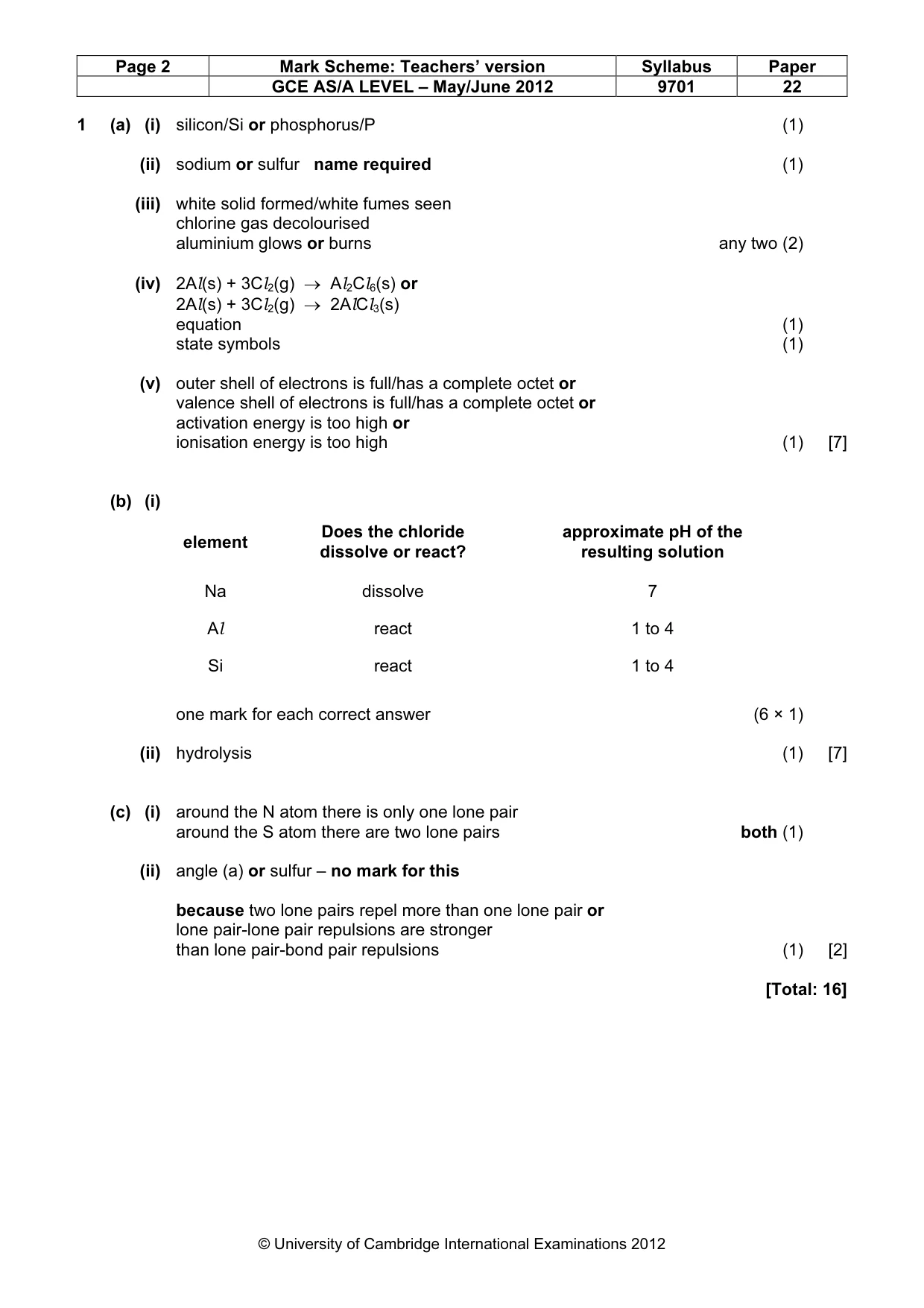 Mark scheme, page 2 of 6