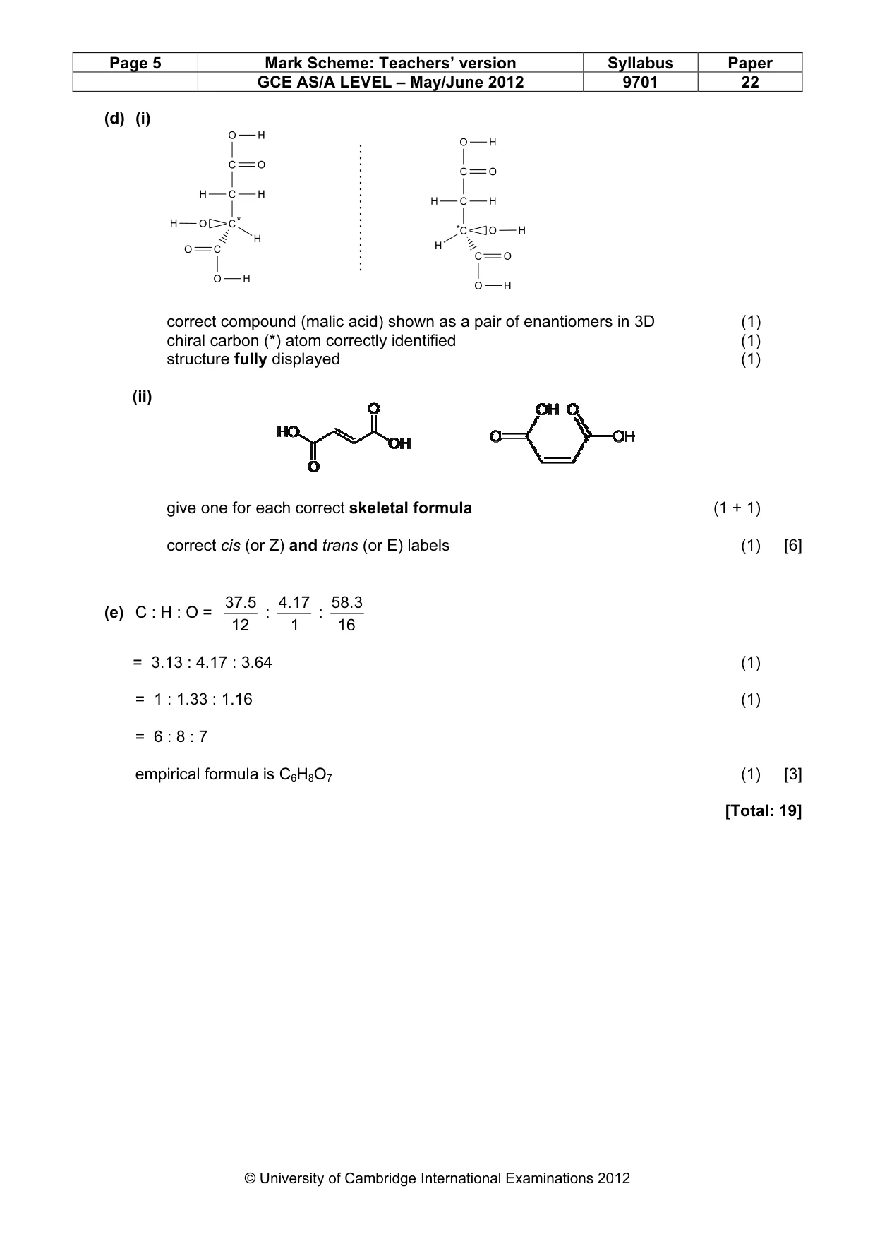 Mark scheme, page 5 of 6