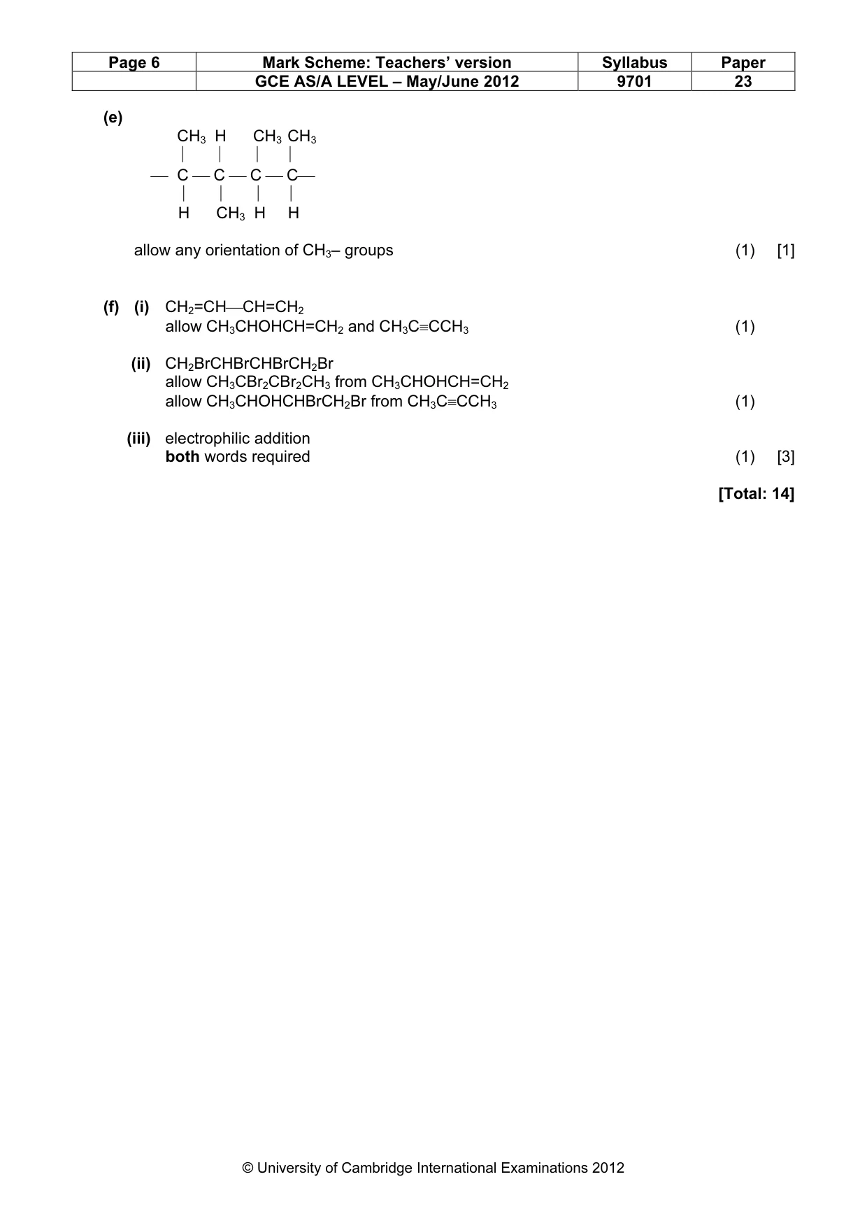 Mark scheme, page 6 of 7