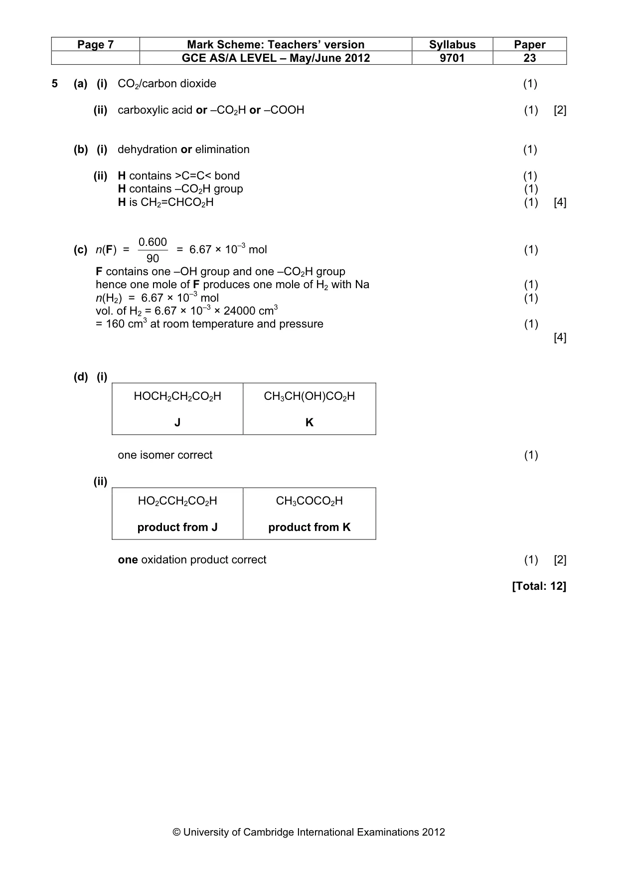 Mark scheme, page 7 of 7