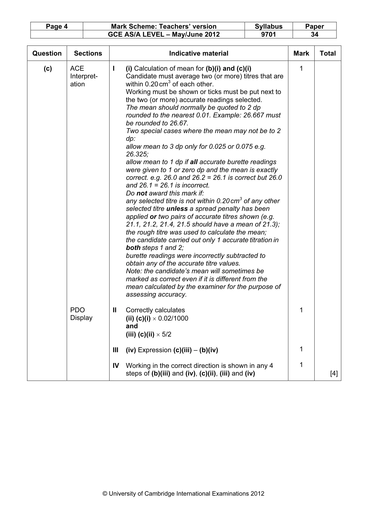Mark scheme, page 4 of 7