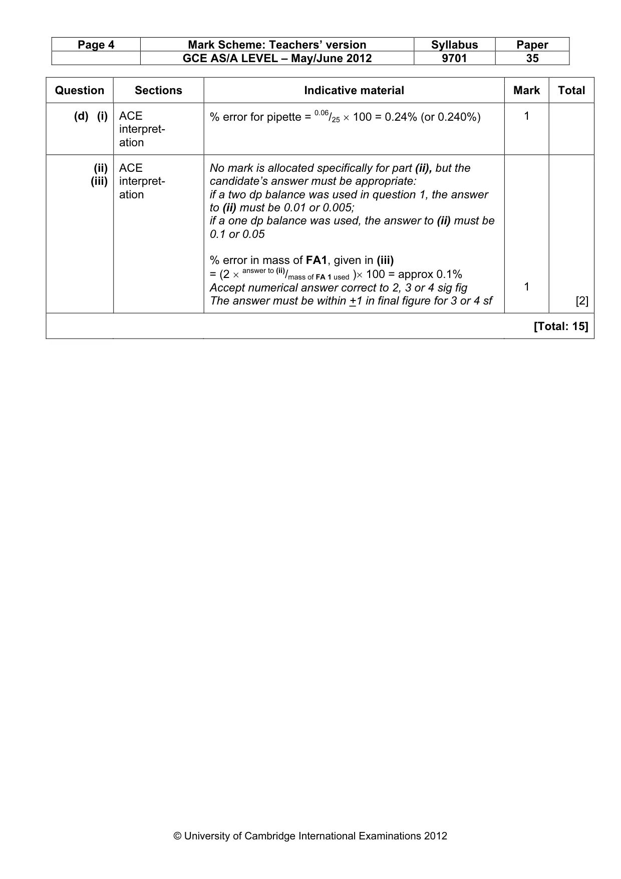 Mark scheme, page 4 of 8