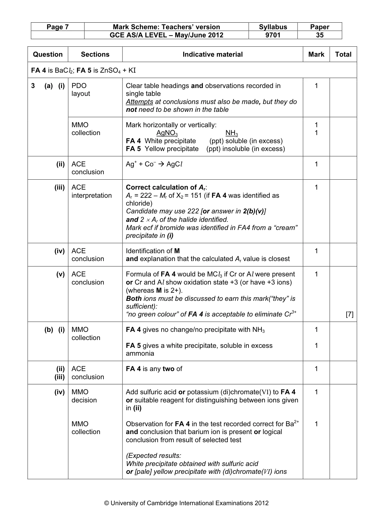 Mark scheme, page 7 of 8