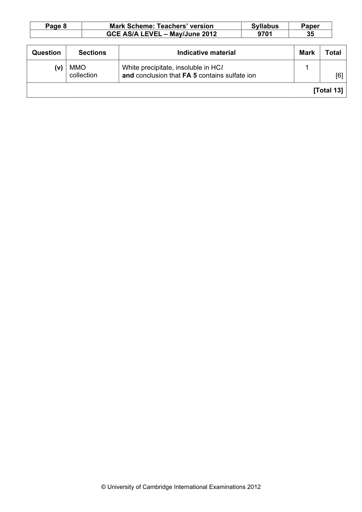 Mark scheme, page 8 of 8