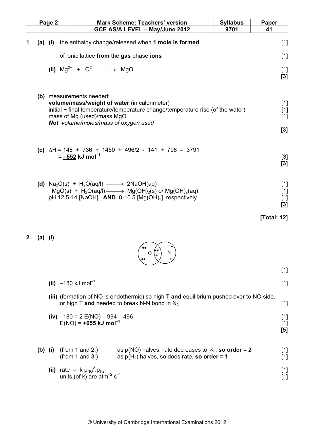 Mark scheme, page 2 of 8