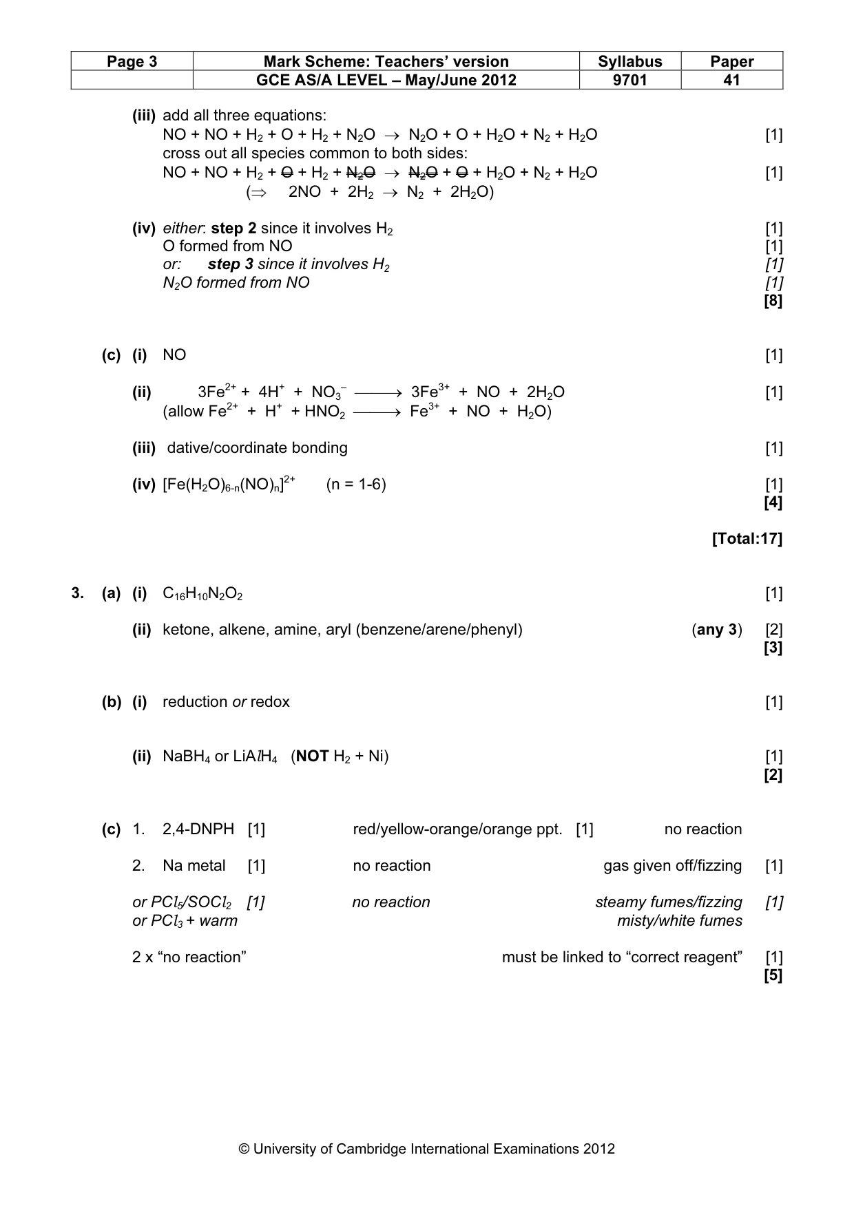Mark scheme, page 3 of 8