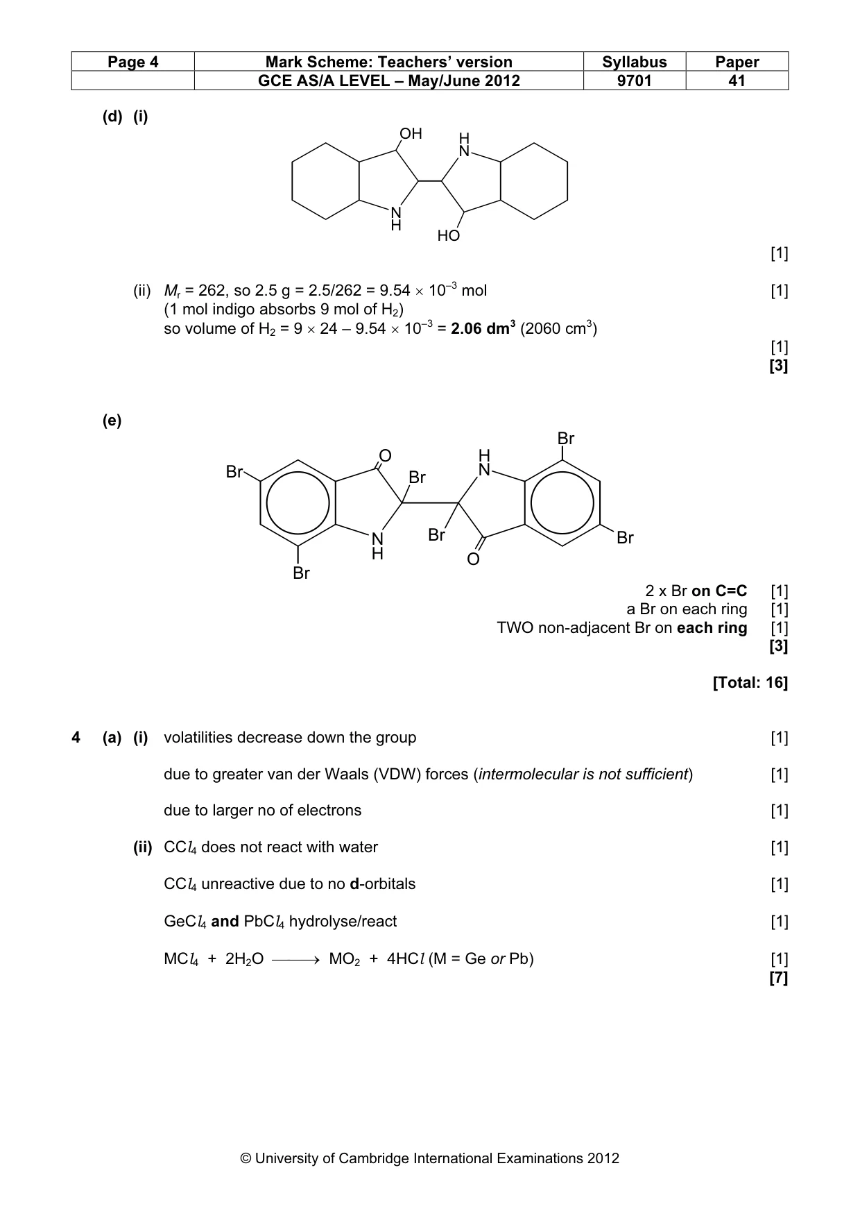 Mark scheme, page 4 of 8
