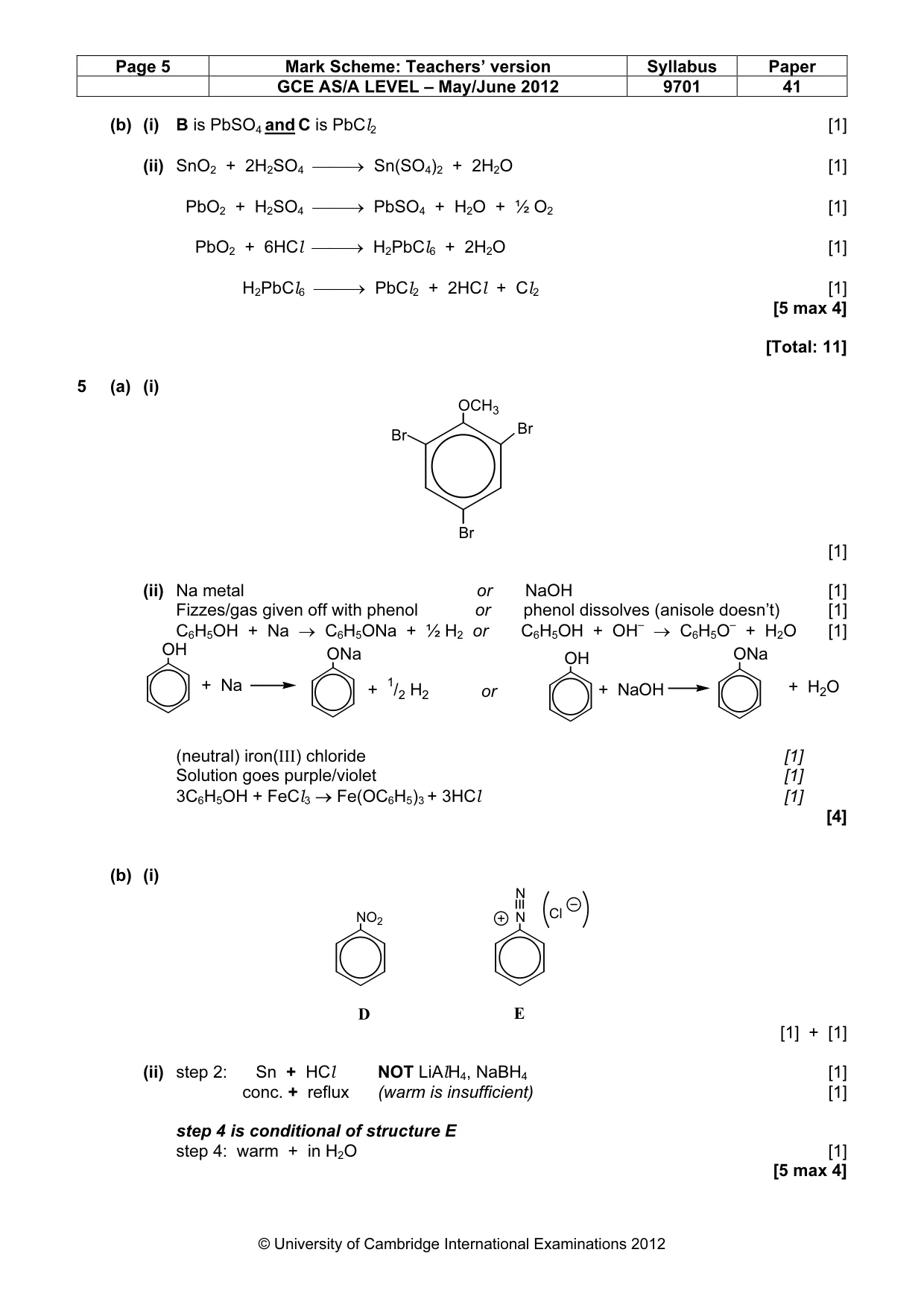 Mark scheme, page 5 of 8