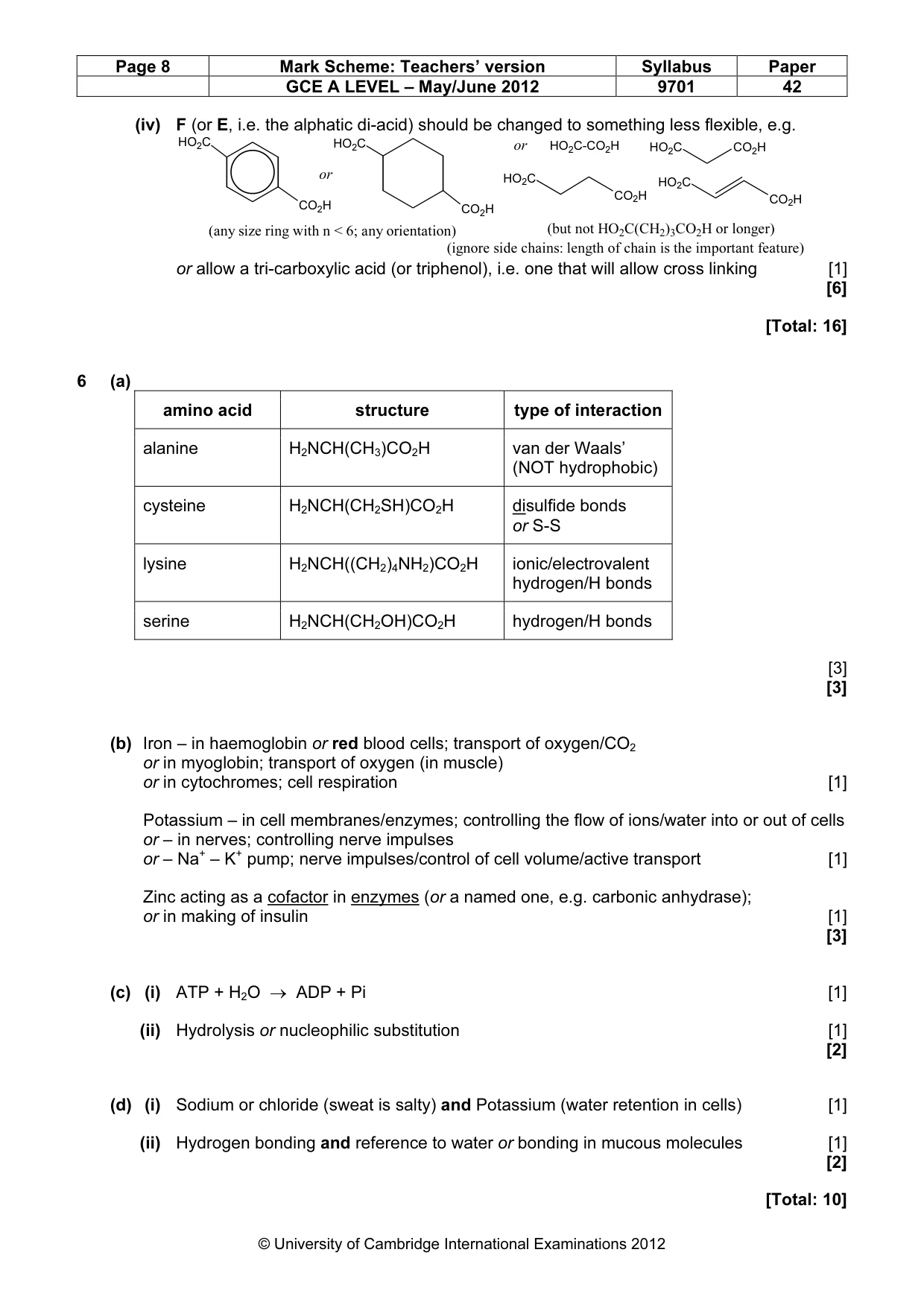 Mark scheme, page 8 of 10