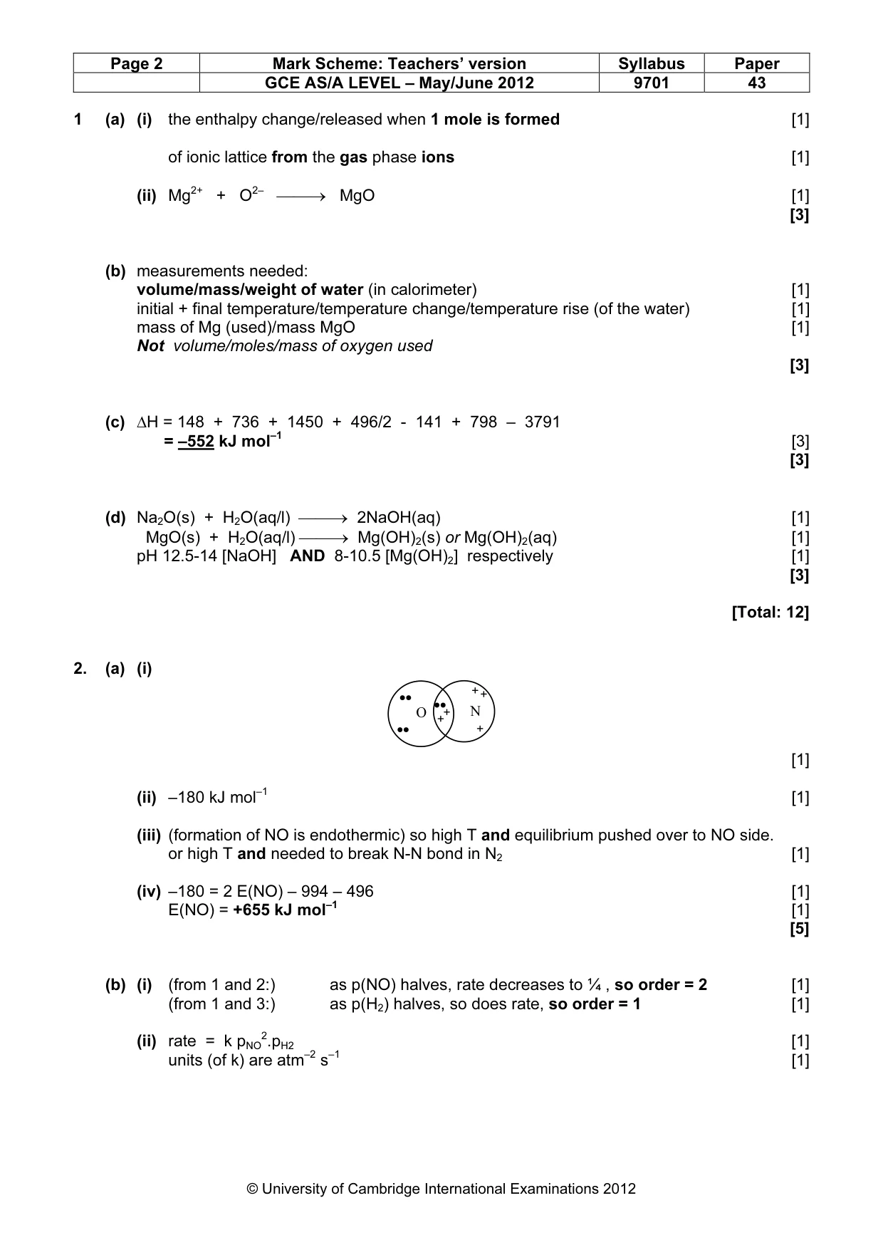 Mark scheme, page 2 of 8