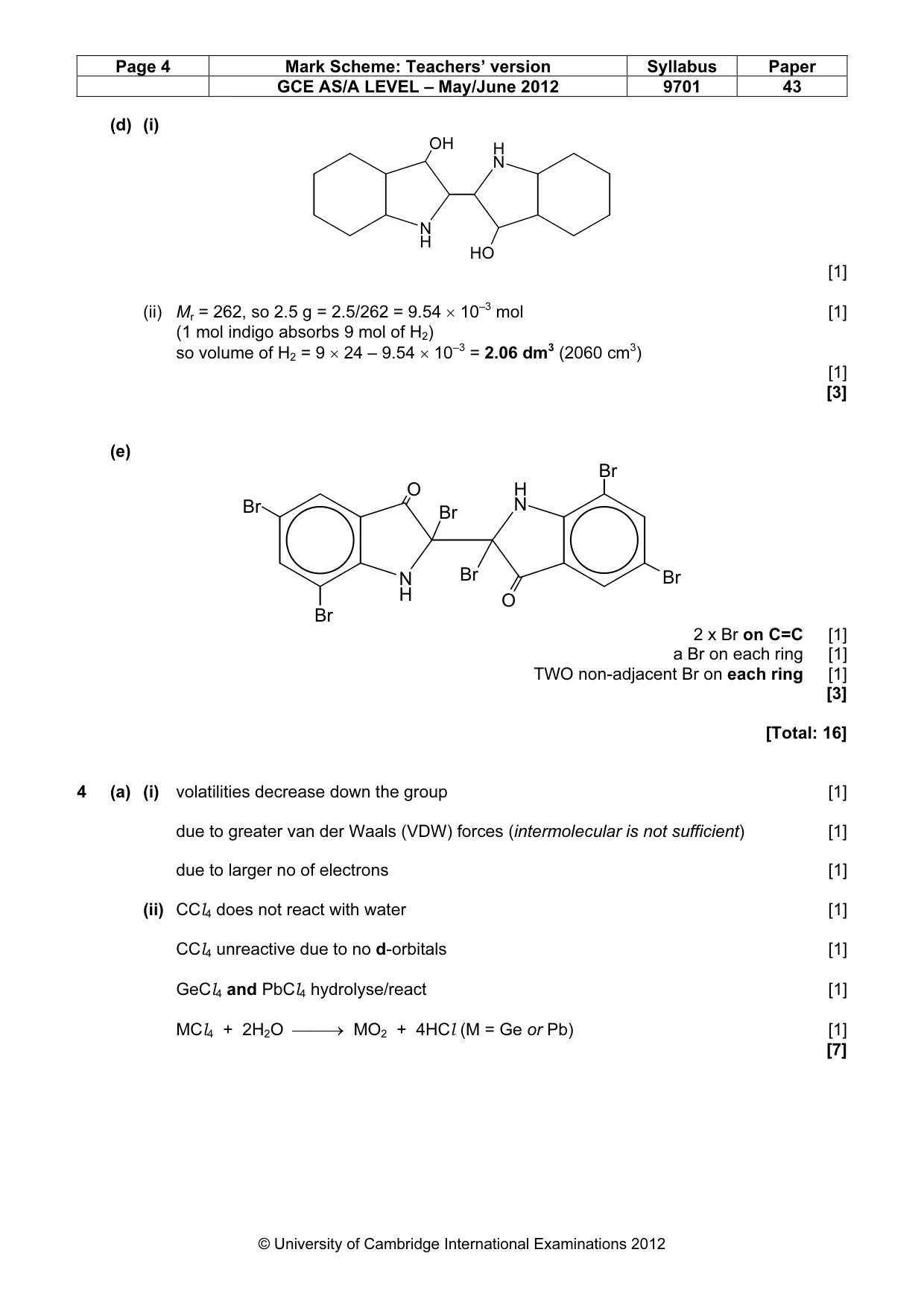Mark scheme, page 4 of 8