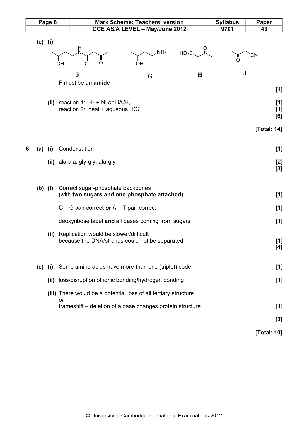 Mark scheme, page 6 of 8