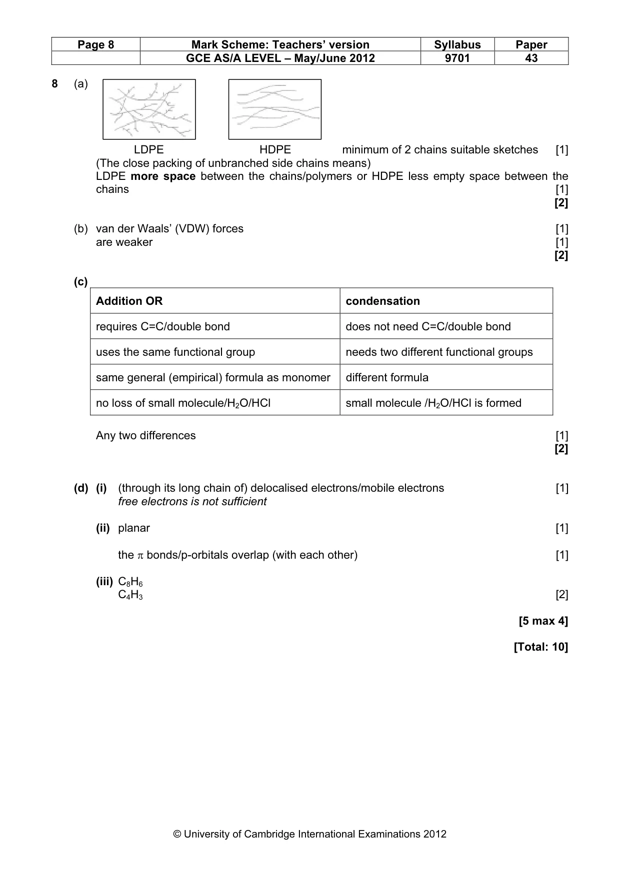 Mark scheme, page 8 of 8