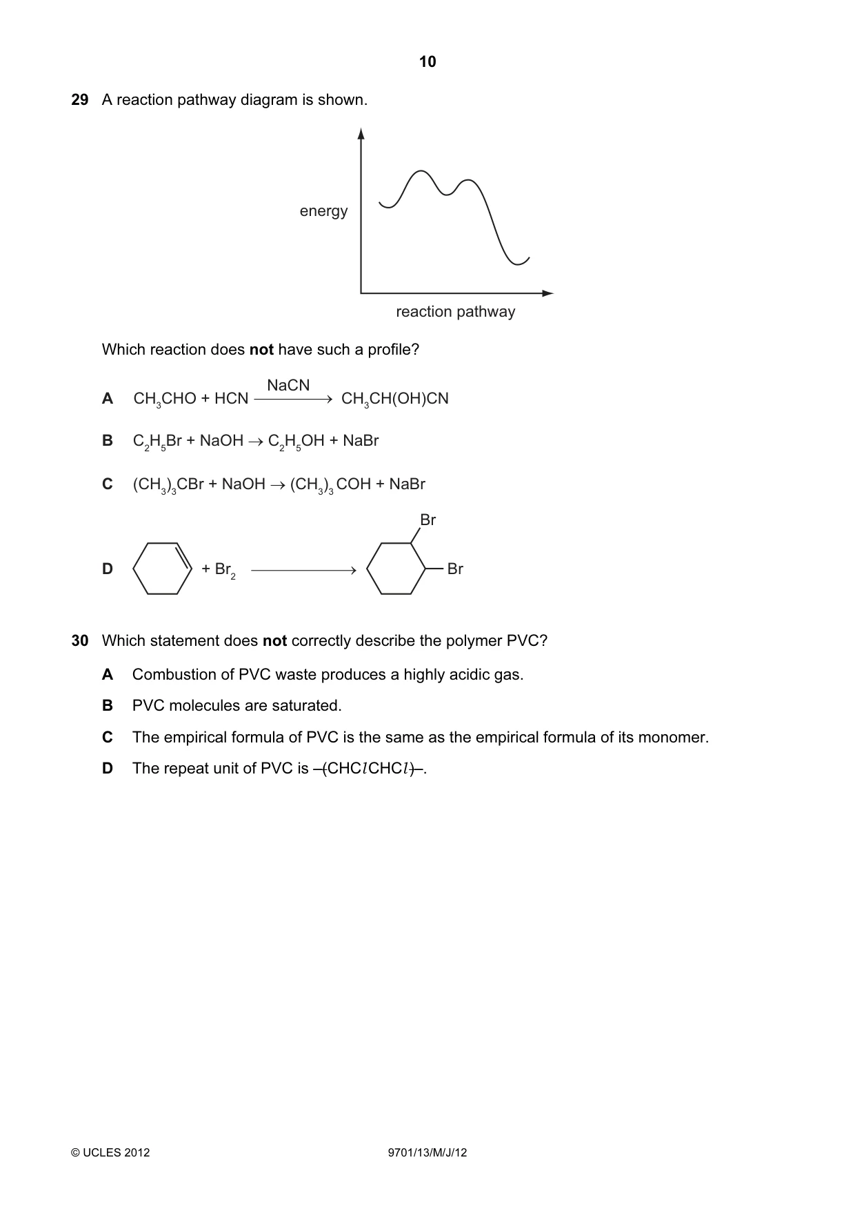 Cambridge A Level Chemistry 9701 2012 May/June Paper 1 · Variant 3 question paper, page 10 of 16