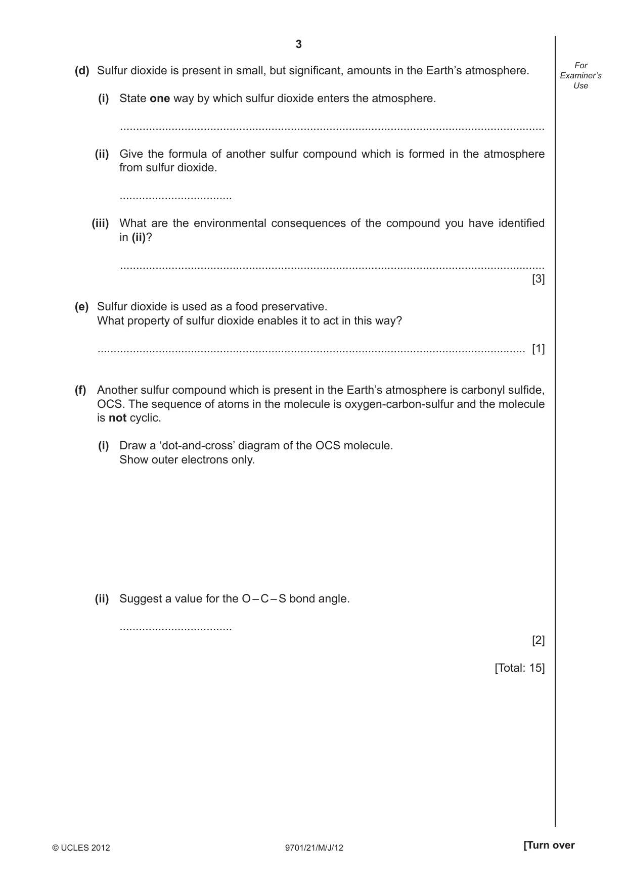Cambridge A Level Chemistry 9701 2012 May/June Paper 2 · Variant 1 question paper, page 3 of 12