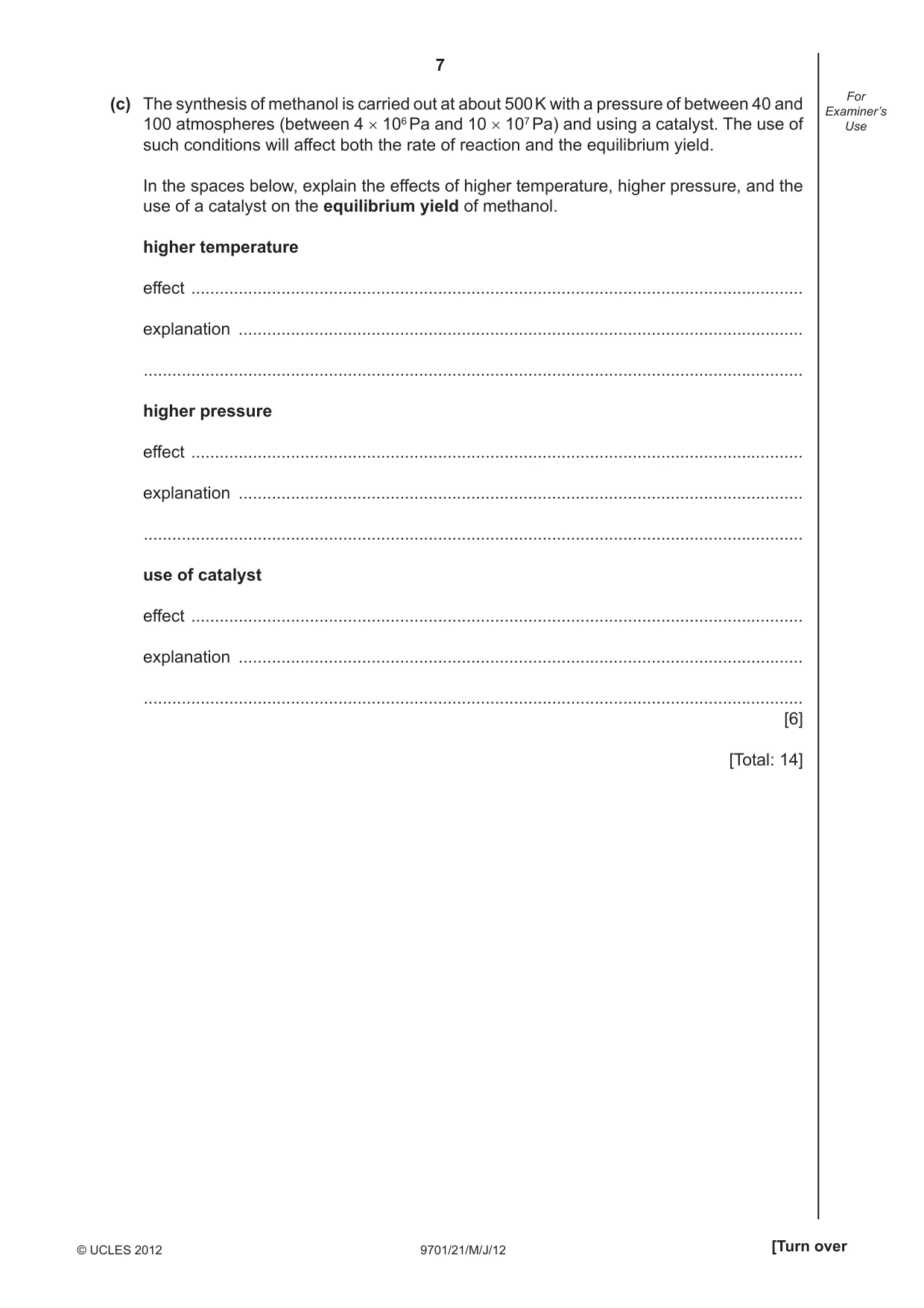 Cambridge A Level Chemistry 9701 2012 May/June Paper 2 · Variant 1 question paper, page 7 of 12