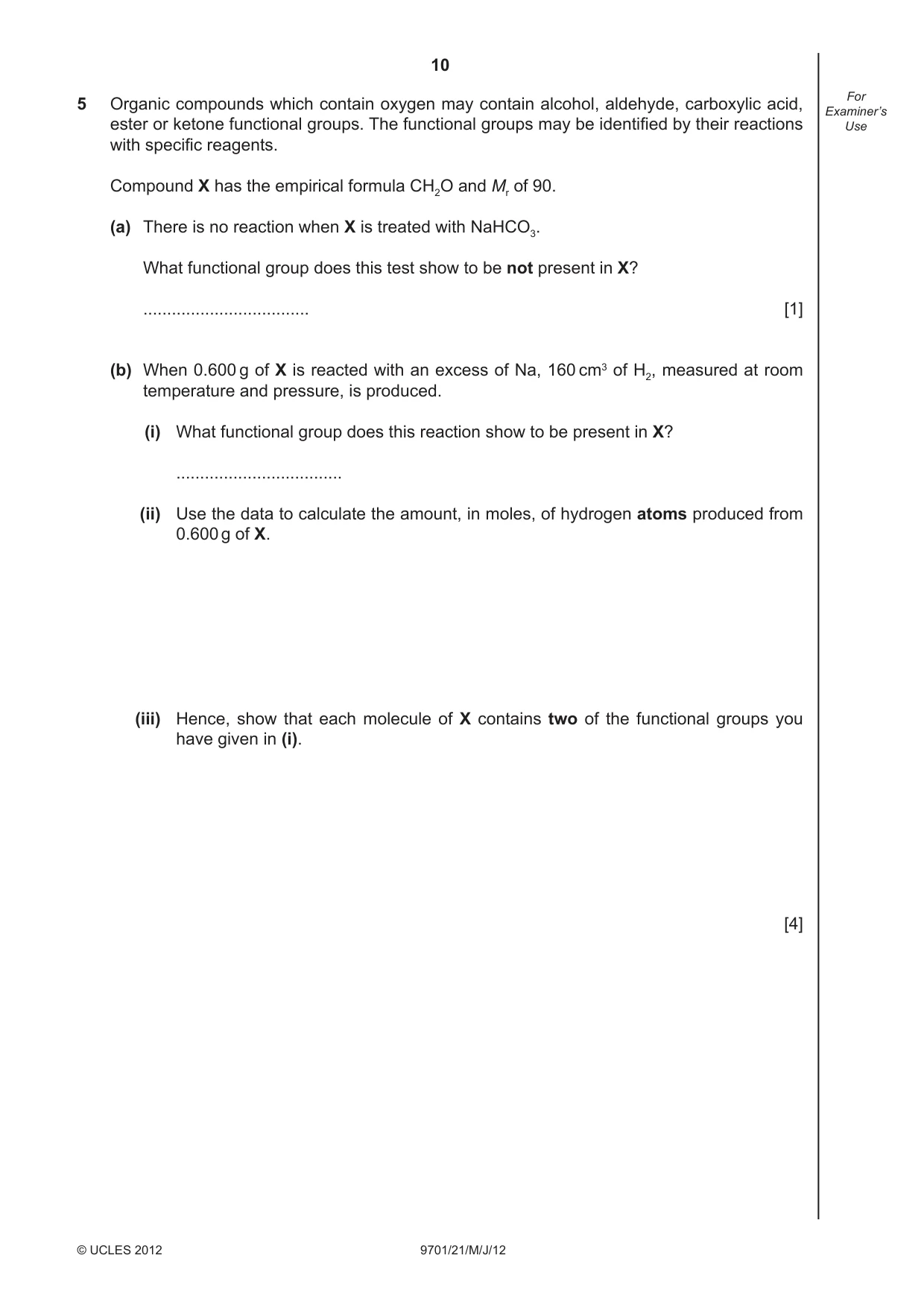 Cambridge A Level Chemistry 9701 2012 May/June Paper 2 · Variant 1 question paper, page 10 of 12