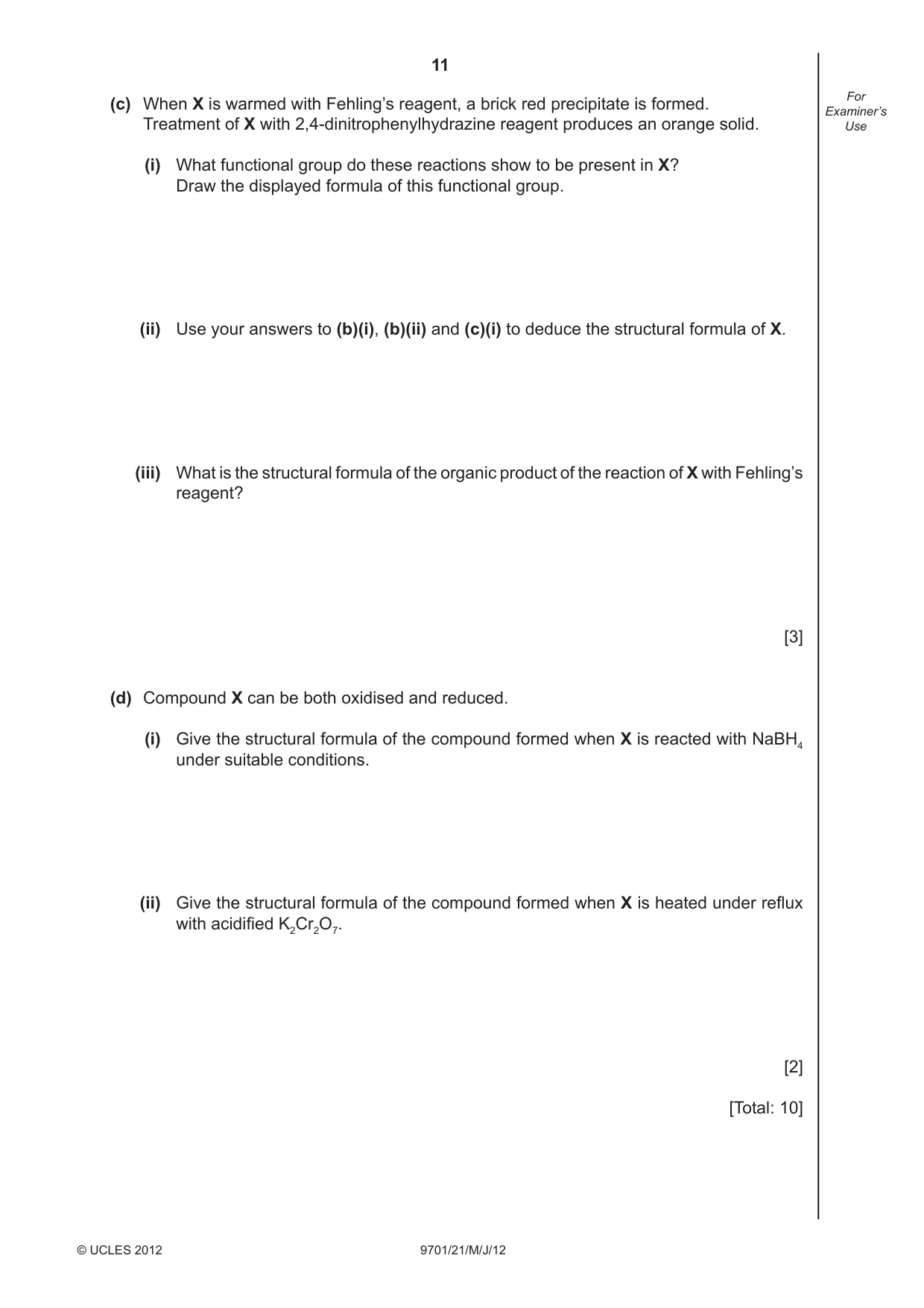 Cambridge A Level Chemistry 9701 2012 May/June Paper 2 · Variant 1 question paper, page 11 of 12