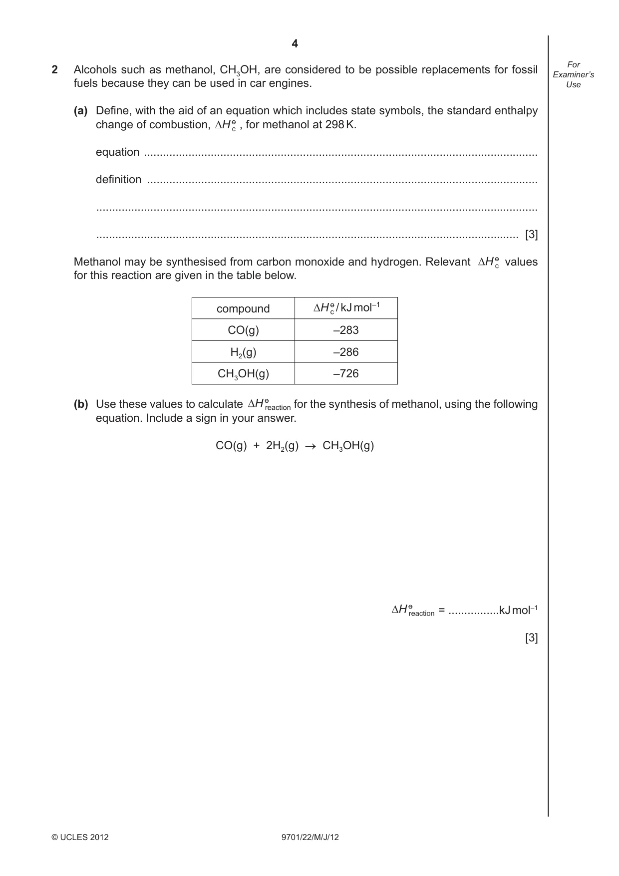 Cambridge A Level Chemistry 9701 2012 May/June Paper 2 · Variant 2 question paper, page 4 of 12