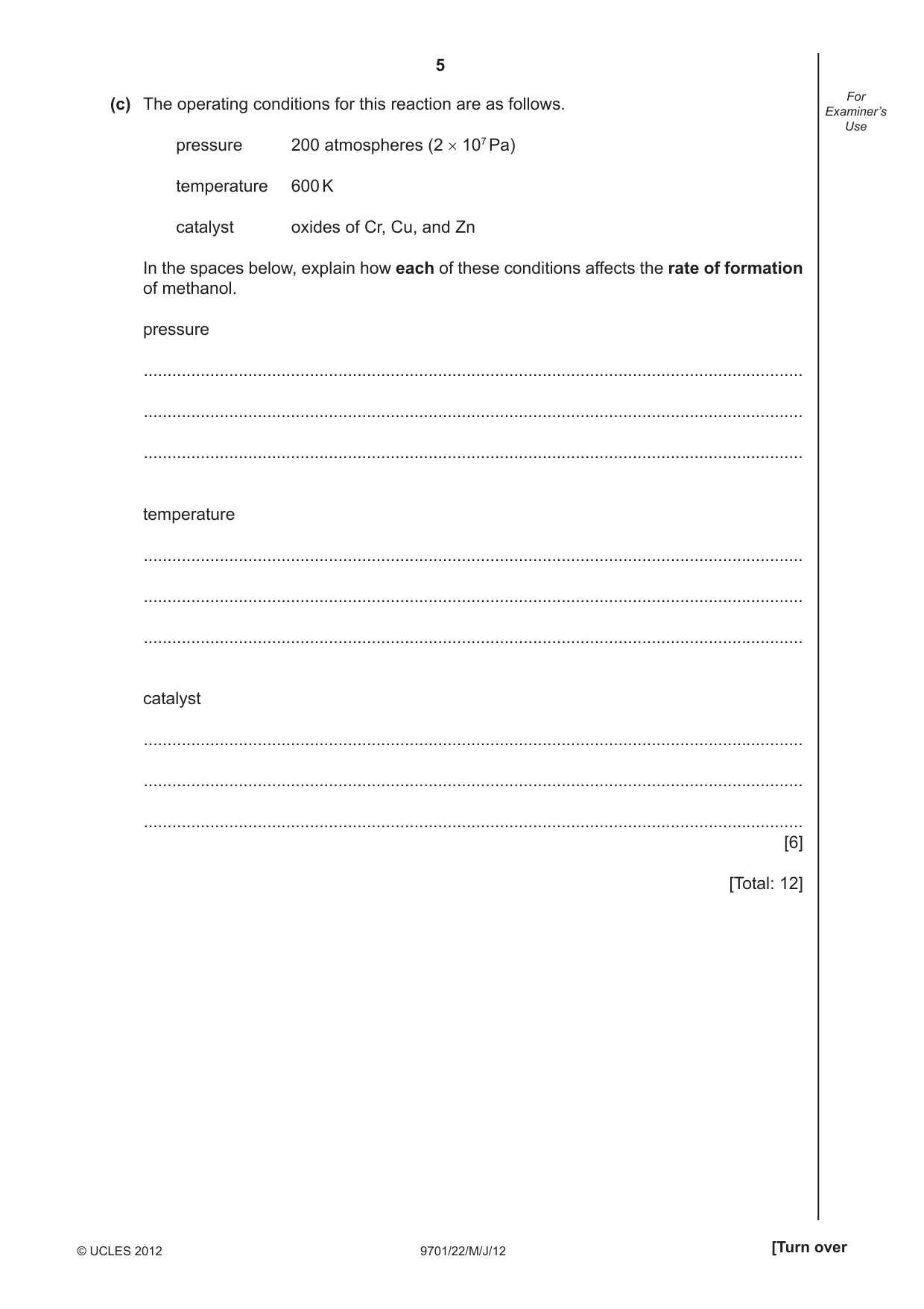 Cambridge A Level Chemistry 9701 2012 May/June Paper 2 · Variant 2 question paper, page 5 of 12