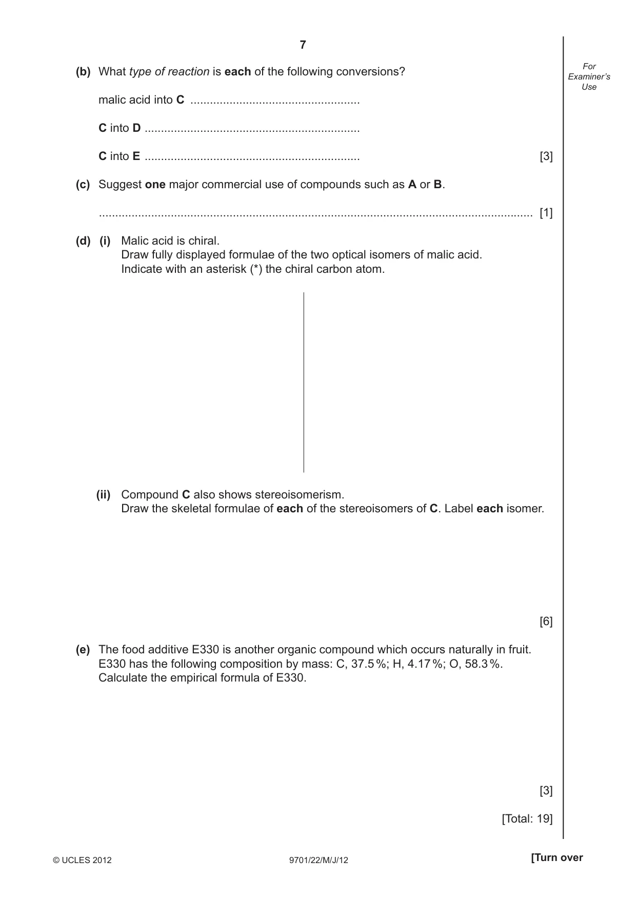 Cambridge A Level Chemistry 9701 2012 May/June Paper 2 · Variant 2 question paper, page 7 of 12