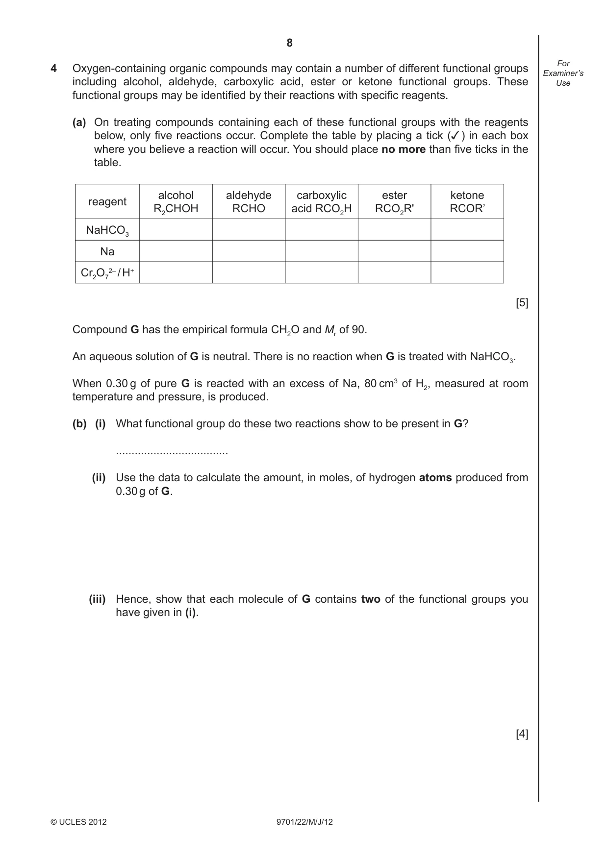 Cambridge A Level Chemistry 9701 2012 May/June Paper 2 · Variant 2 question paper, page 8 of 12