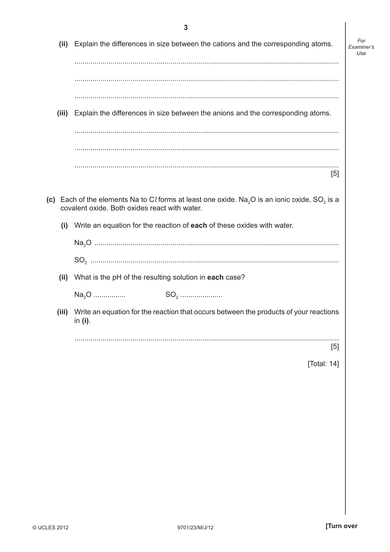 Cambridge A Level Chemistry 9701 2012 May/June Paper 2 · Variant 3 question paper, page 3 of 12