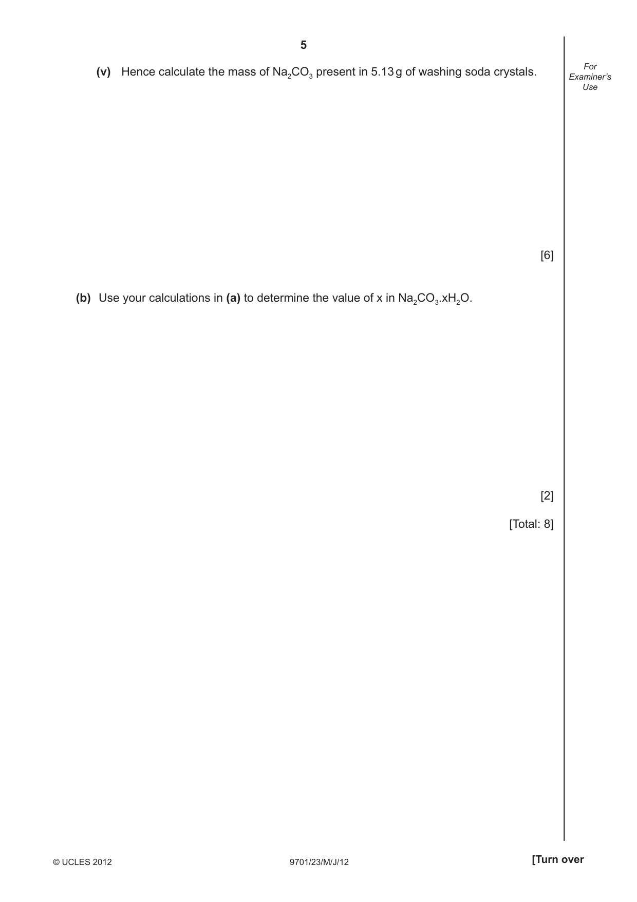 Cambridge A Level Chemistry 9701 2012 May/June Paper 2 · Variant 3 question paper, page 5 of 12