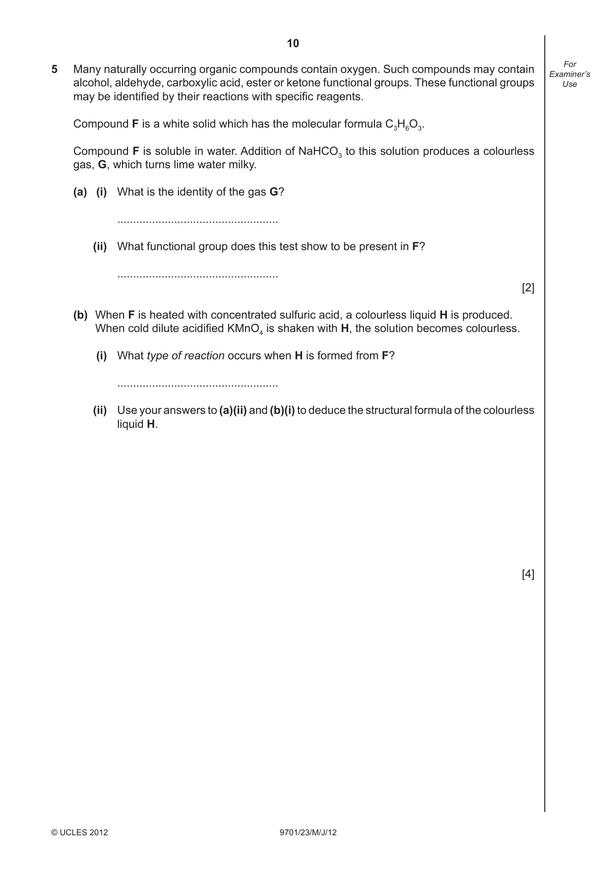 Cambridge A Level Chemistry 9701 2012 May/June Paper 2 · Variant 3 question paper, page 10 of 12