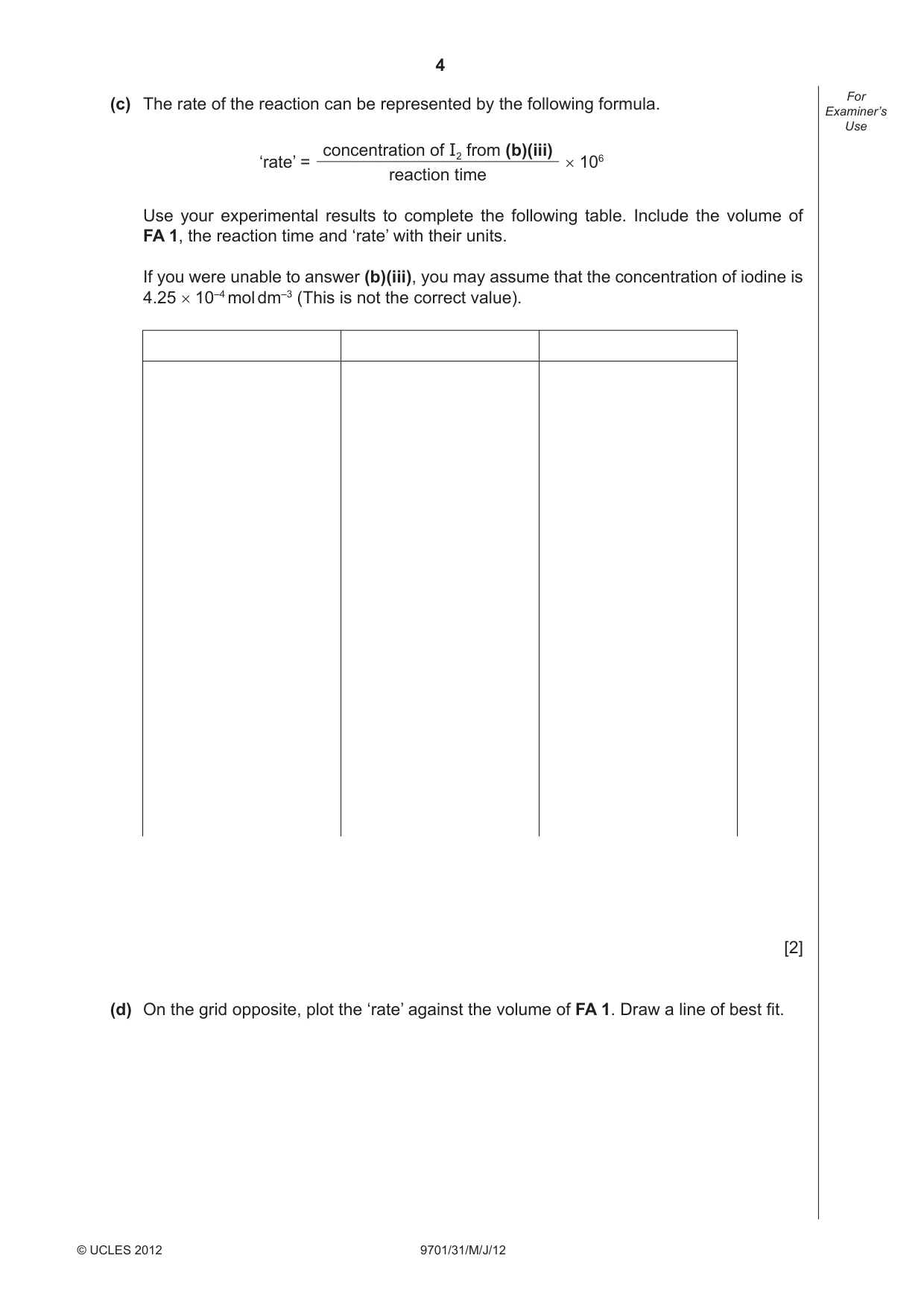 Cambridge A Level Chemistry 9701 2012 May/June Paper 3 · Variant 1 question paper, page 4 of 12