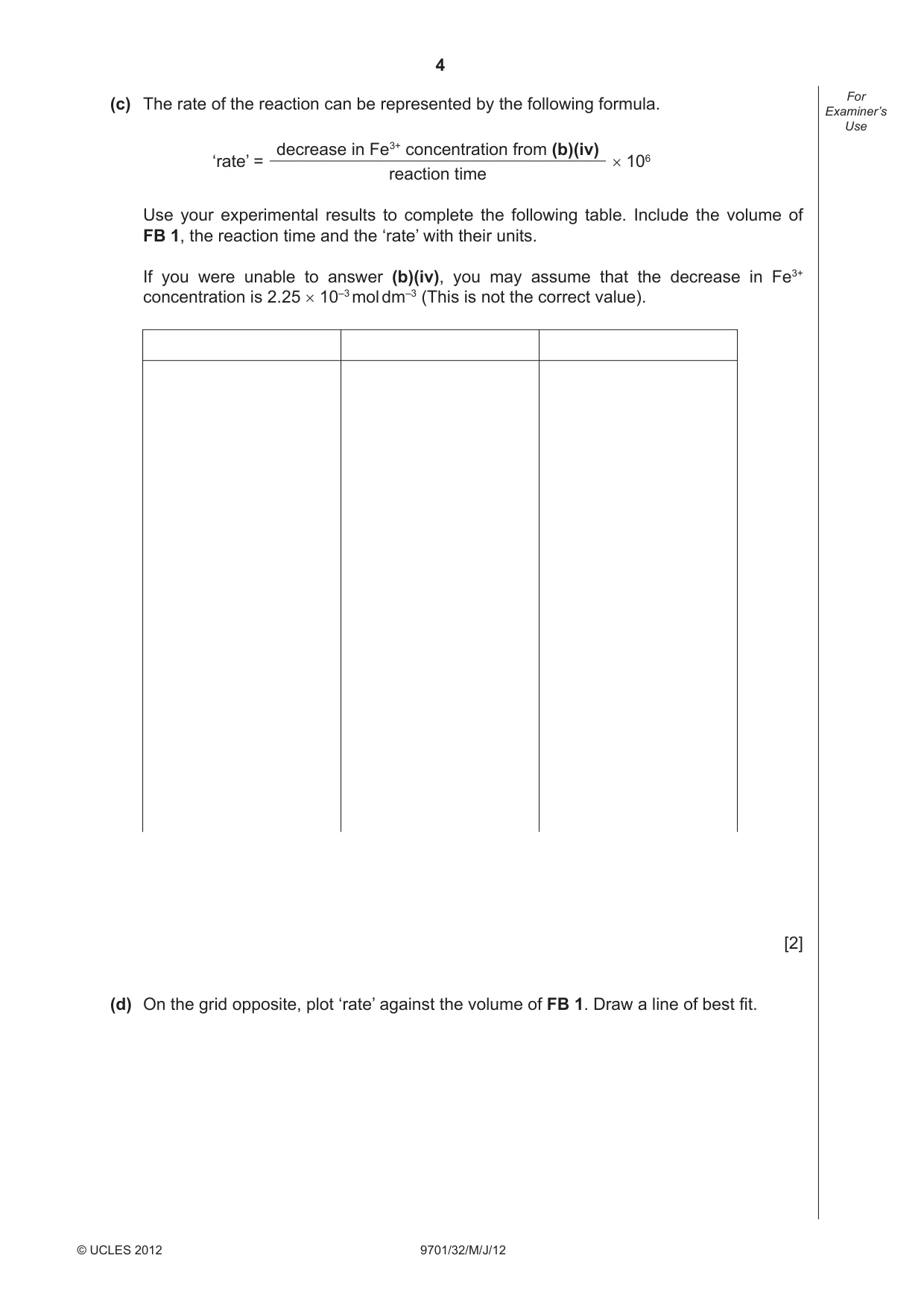 Cambridge A Level Chemistry 9701 2012 May/June Paper 3 · Variant 2 question paper, page 4 of 12