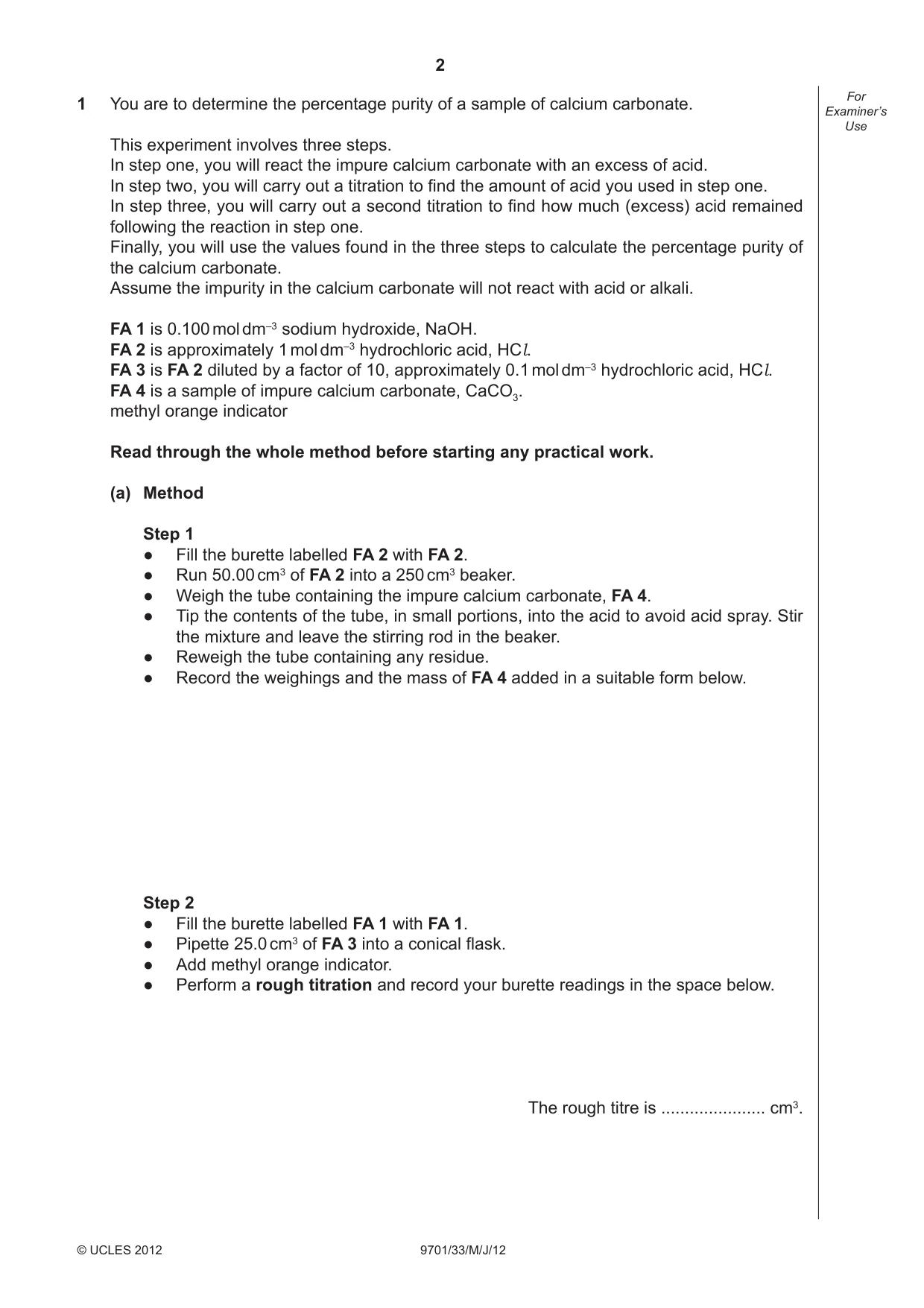 Cambridge A Level Chemistry 9701 2012 May/June Paper 3 · Variant 3 question paper, page 2 of 12