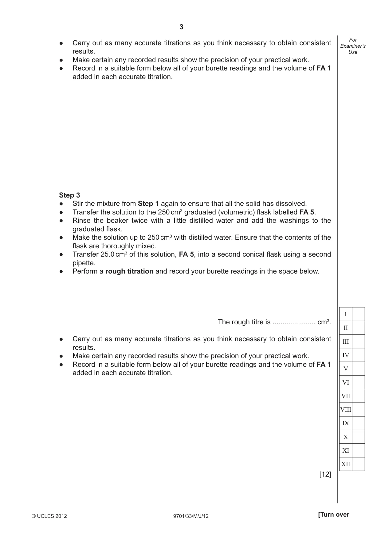 Cambridge A Level Chemistry 9701 2012 May/June Paper 3 · Variant 3 question paper, page 3 of 12