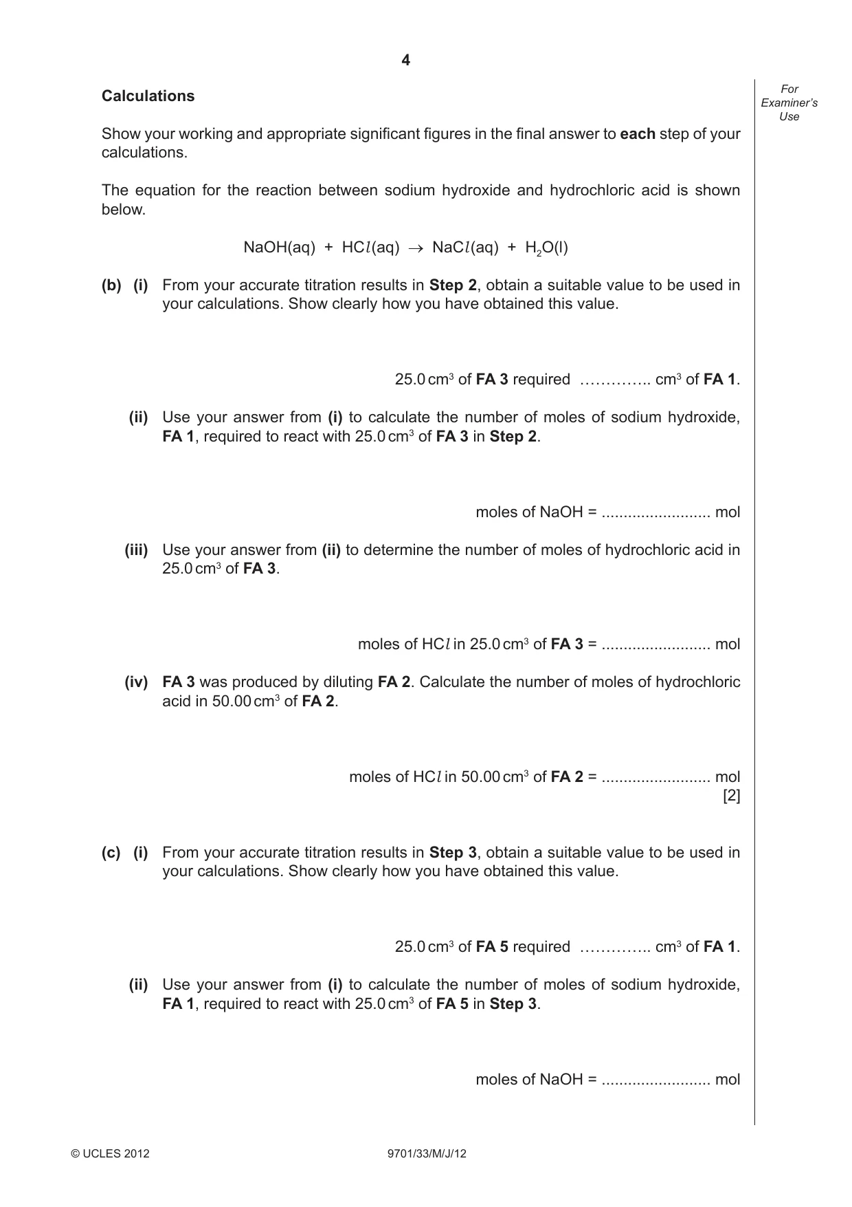 Cambridge A Level Chemistry 9701 2012 May/June Paper 3 · Variant 3 question paper, page 4 of 12