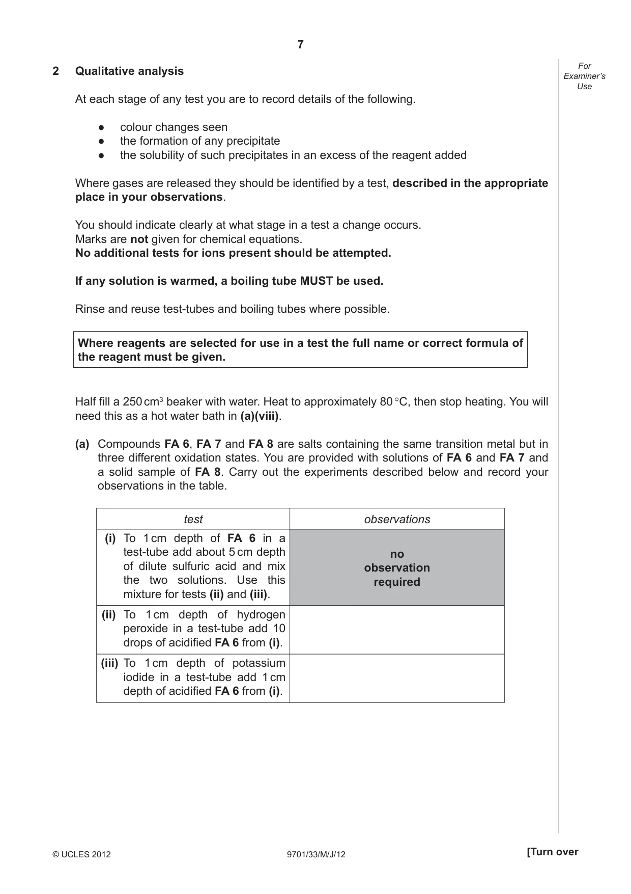 Cambridge A Level Chemistry 9701 2012 May/June Paper 3 · Variant 3 question paper, page 7 of 12
