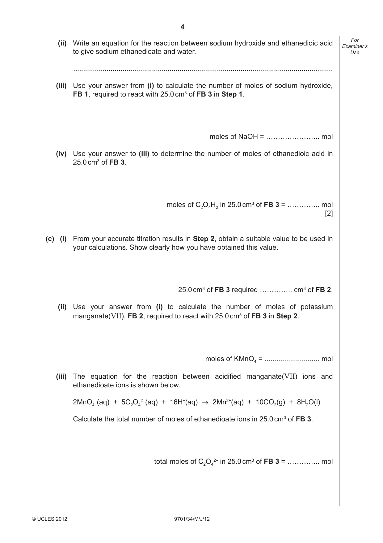 Cambridge A Level Chemistry 9701 2012 May/June Paper 3 · Variant 4 question paper, page 4 of 12