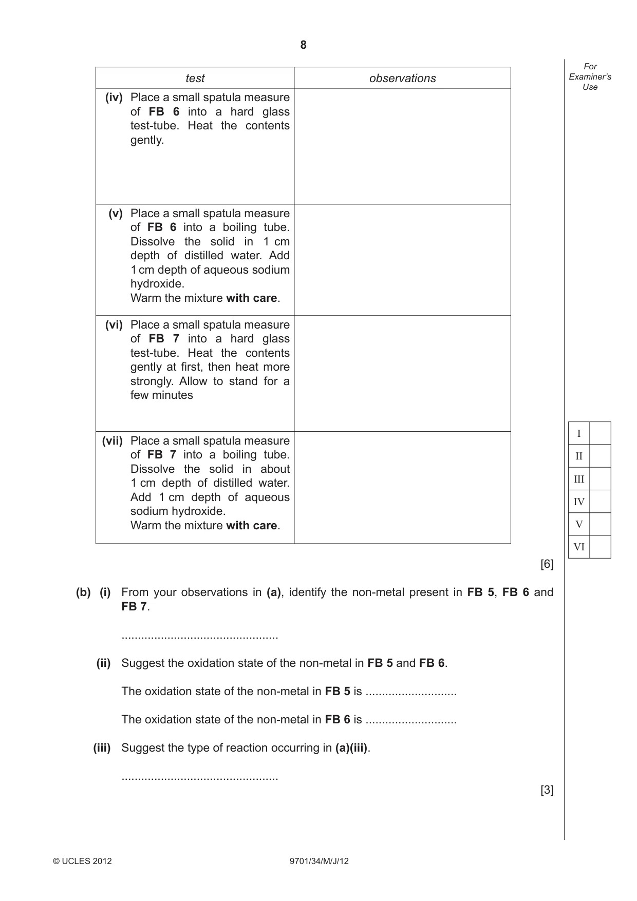 Cambridge A Level Chemistry 9701 2012 May/June Paper 3 · Variant 4 question paper, page 8 of 12