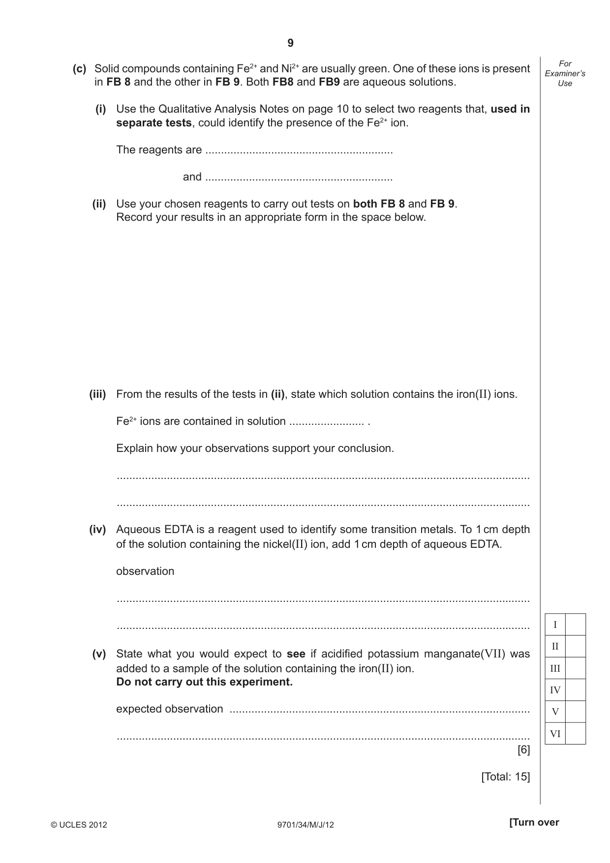Cambridge A Level Chemistry 9701 2012 May/June Paper 3 · Variant 4 question paper, page 9 of 12