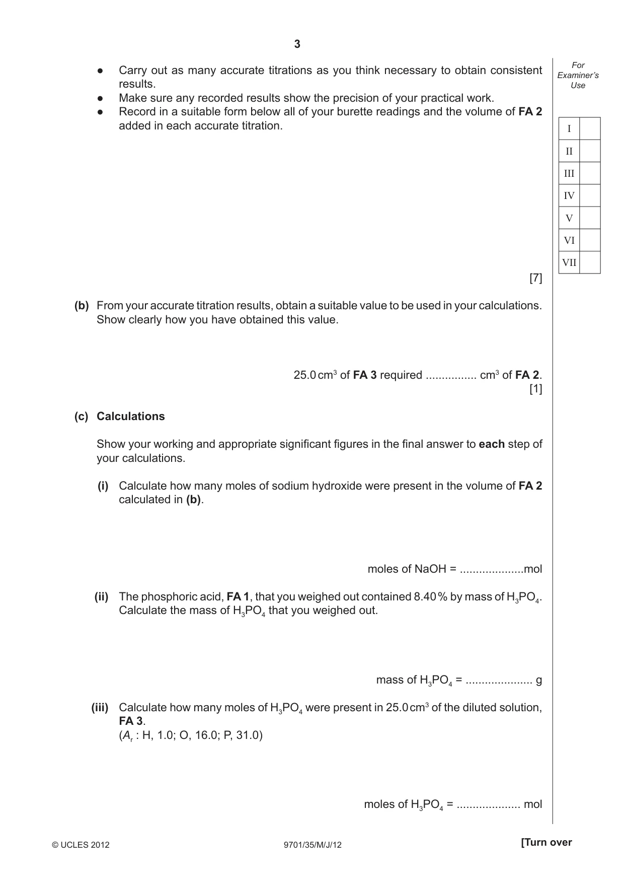 Cambridge A Level Chemistry 9701 2012 May/June Paper 3 · Variant 5 question paper, page 3 of 12