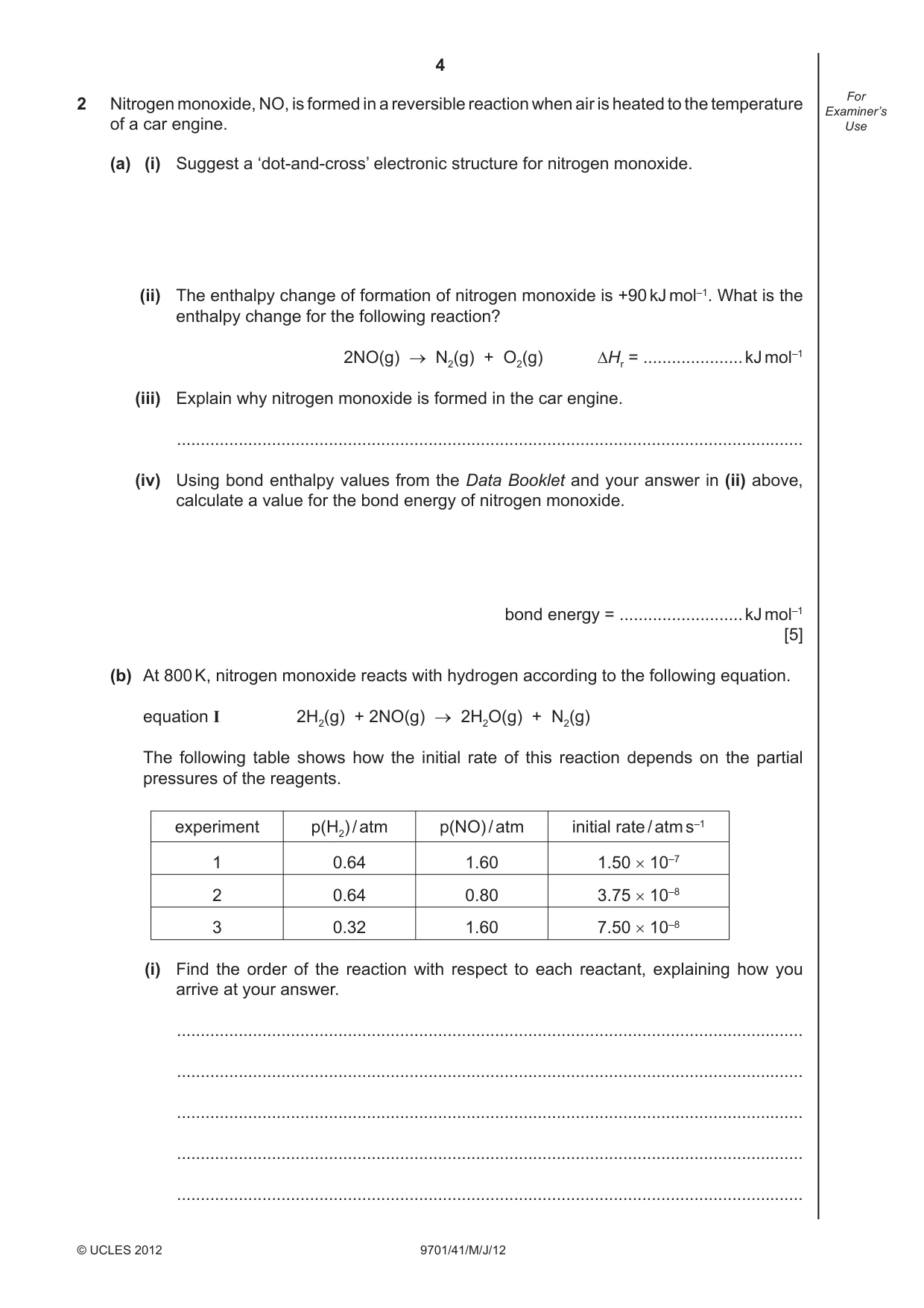 Cambridge A Level Chemistry 9701 2012 May/June Paper 4 · Variant 1 question paper, page 4 of 20
