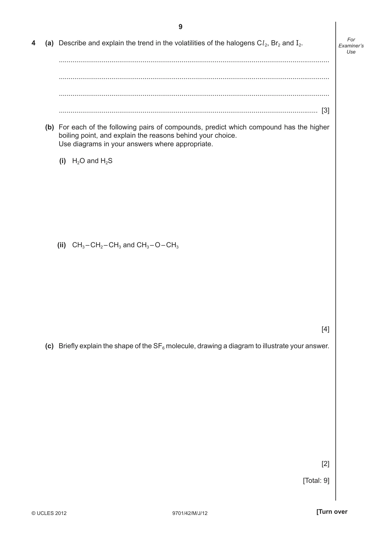 Cambridge A Level Chemistry 9701 2012 May/June Paper 4 · Variant 2 question paper, page 9 of 20