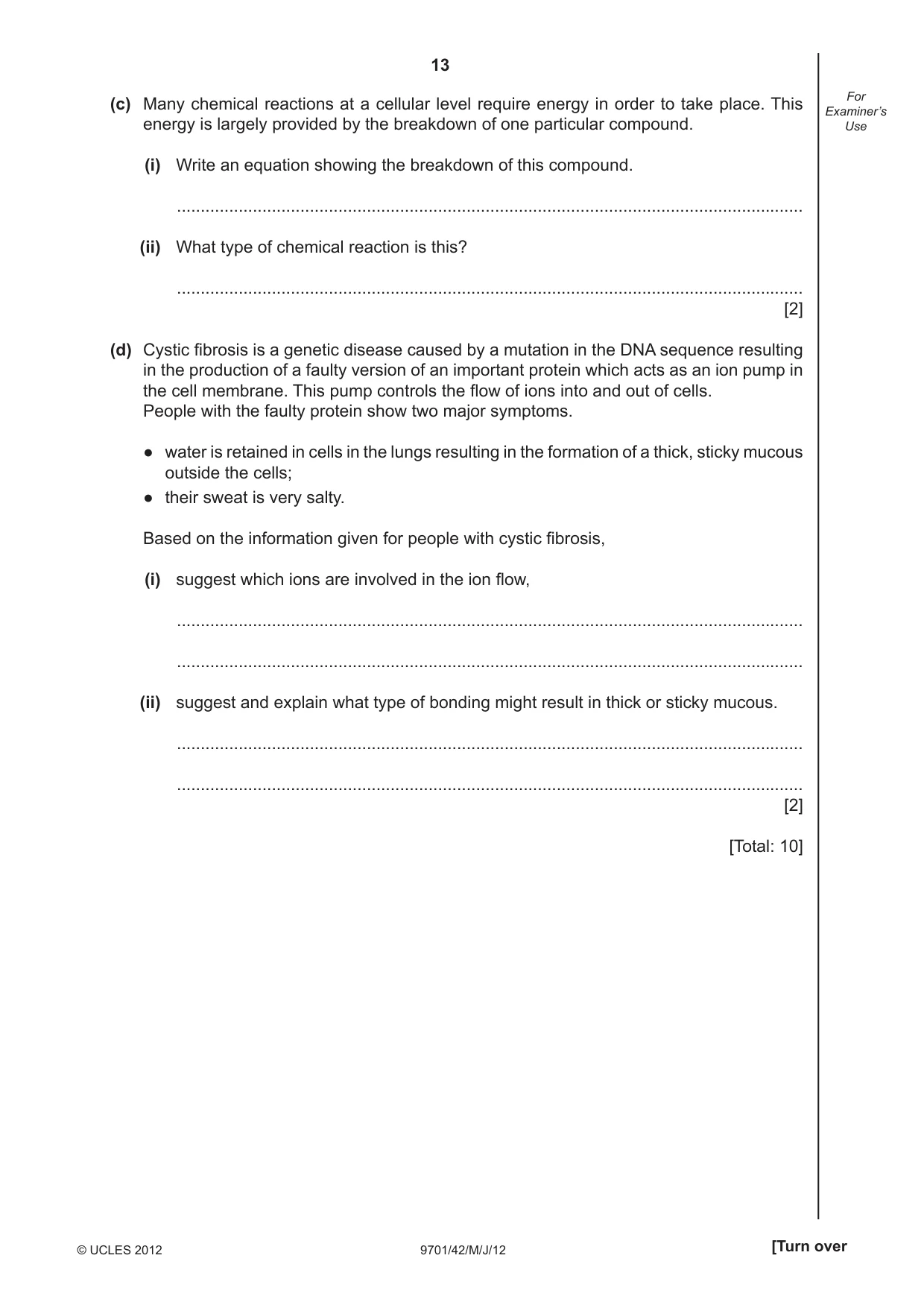 Cambridge A Level Chemistry 9701 2012 May/June Paper 4 · Variant 2 question paper, page 13 of 20