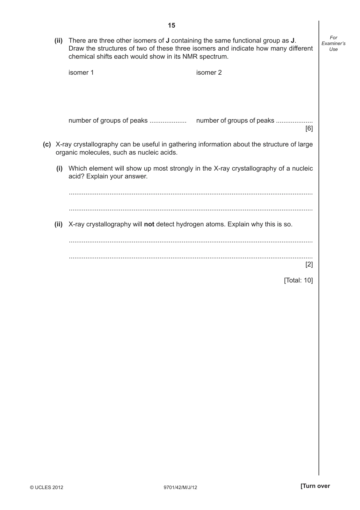 Cambridge A Level Chemistry 9701 2012 May/June Paper 4 · Variant 2 question paper, page 15 of 20