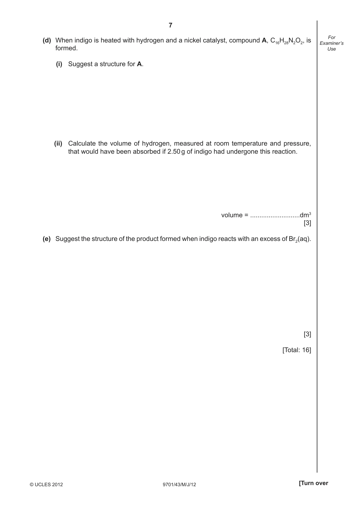 Cambridge A Level Chemistry 9701 2012 May/June Paper 4 · Variant 3 question paper, page 7 of 20