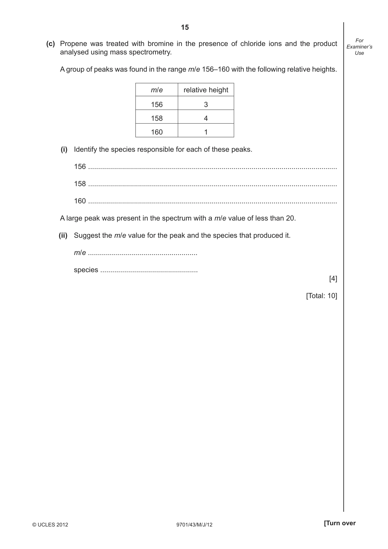 Cambridge A Level Chemistry 9701 2012 May/June Paper 4 · Variant 3 question paper, page 15 of 20
