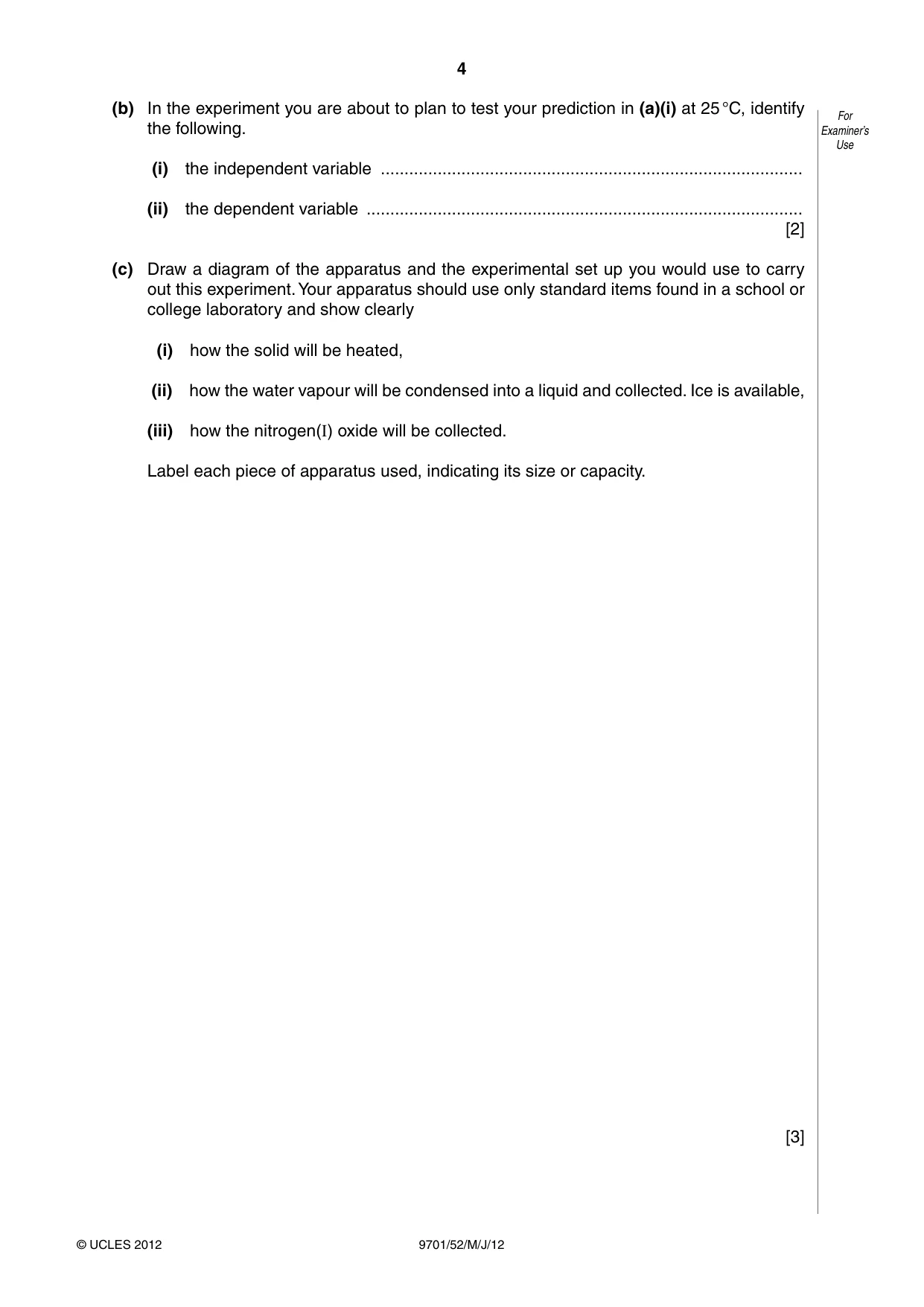 Cambridge A Level Chemistry 9701 2012 May/June Paper 5 · Variant 2 question paper, page 4 of 12