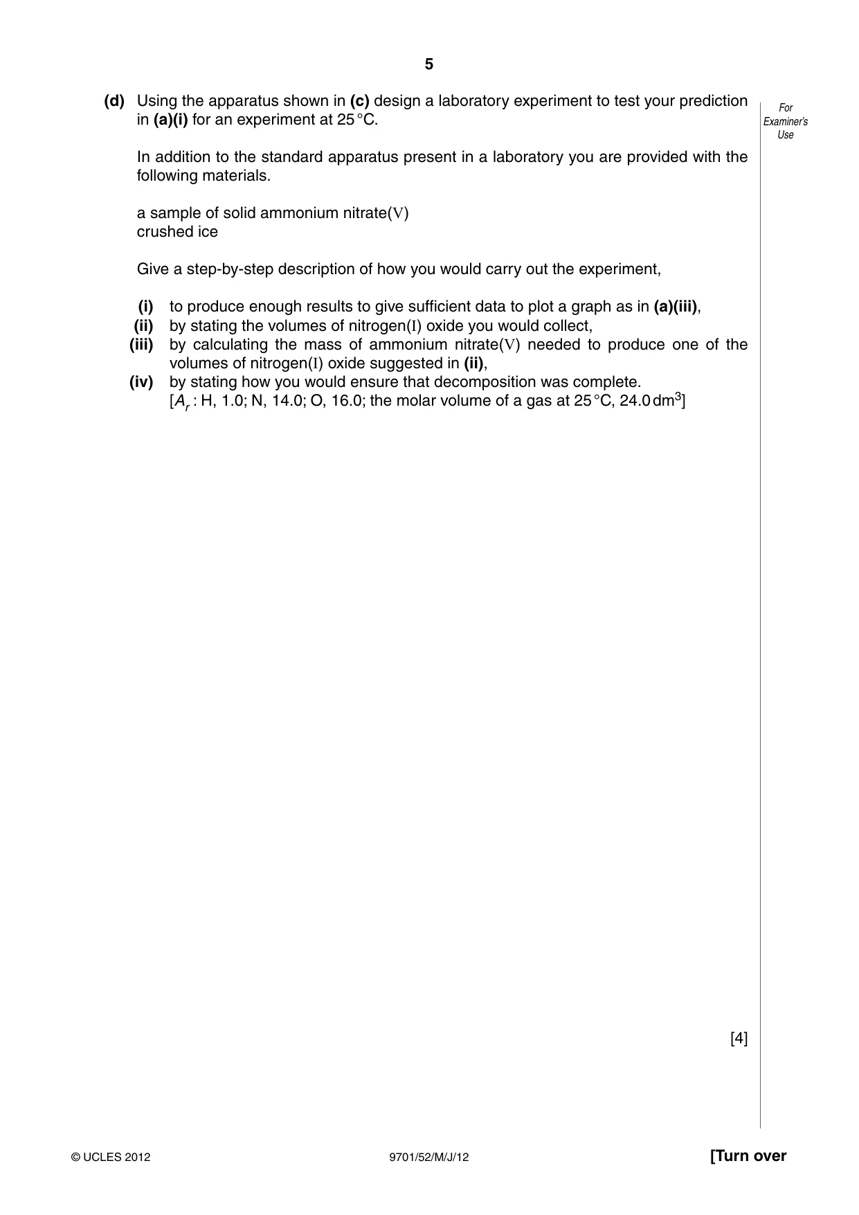 Cambridge A Level Chemistry 9701 2012 May/June Paper 5 · Variant 2 question paper, page 5 of 12